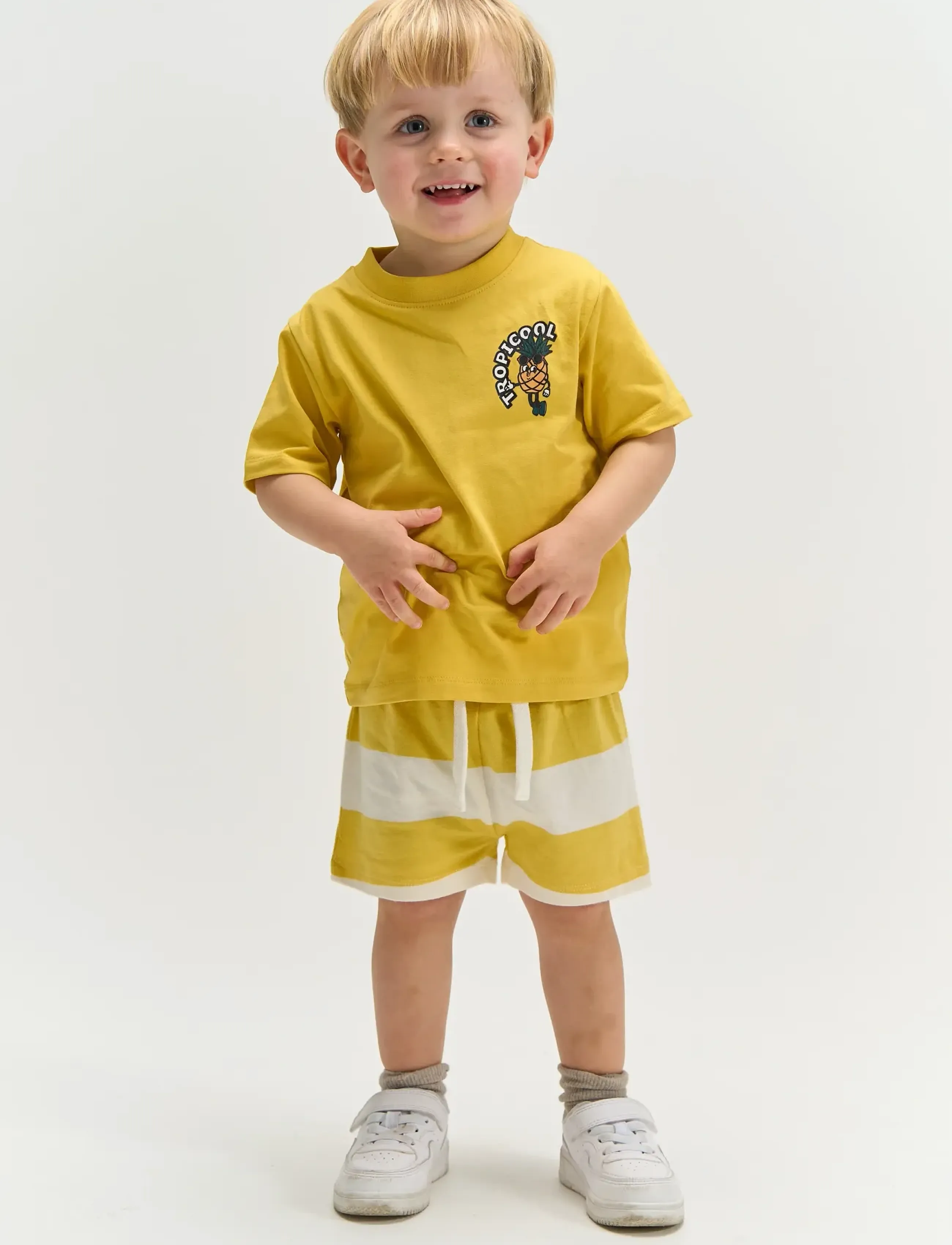 The New Tnsttrevor Jersey Shorts, Børn, Stribede Jersey Shorts, Gul, Str: 80