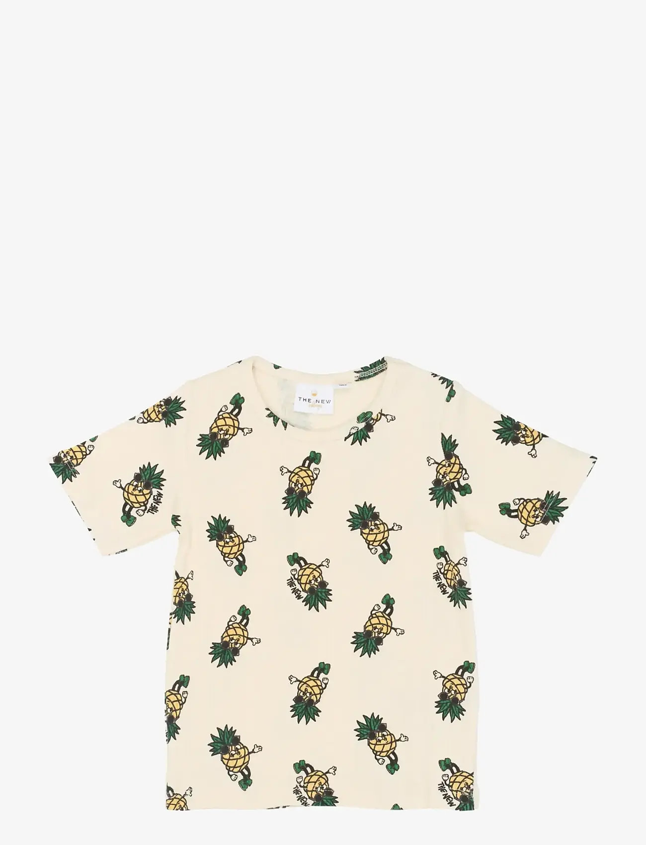The New - TNSTTravis S_S Rib Tee - short-sleeved t-shirts - gardenia aop - 1