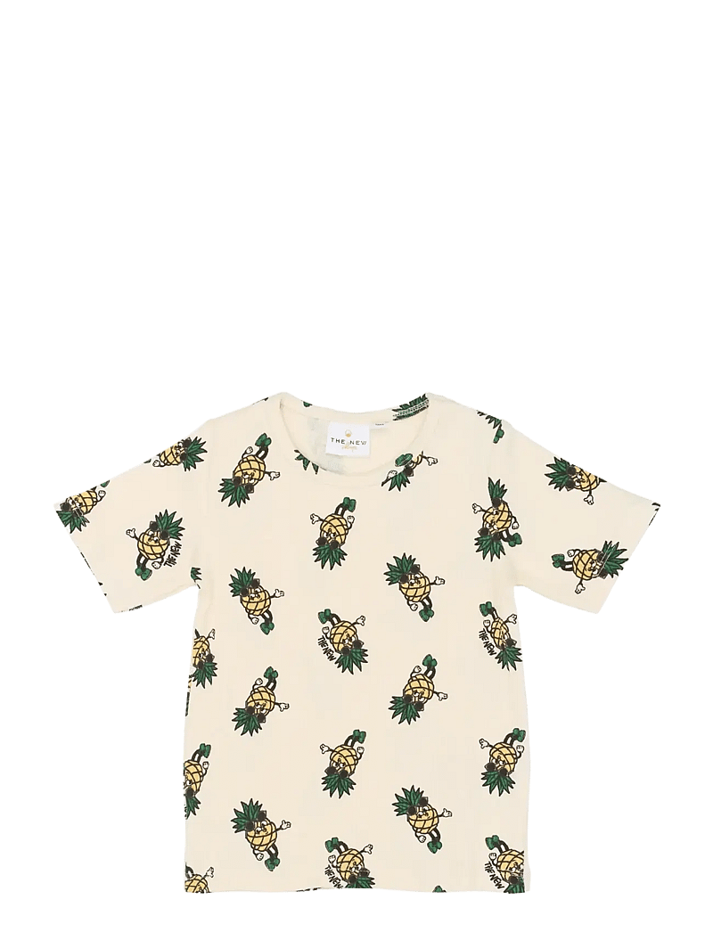 The New - TNSTTravis S_S Rib Tee - short-sleeved t-shirts - gardenia aop - 1