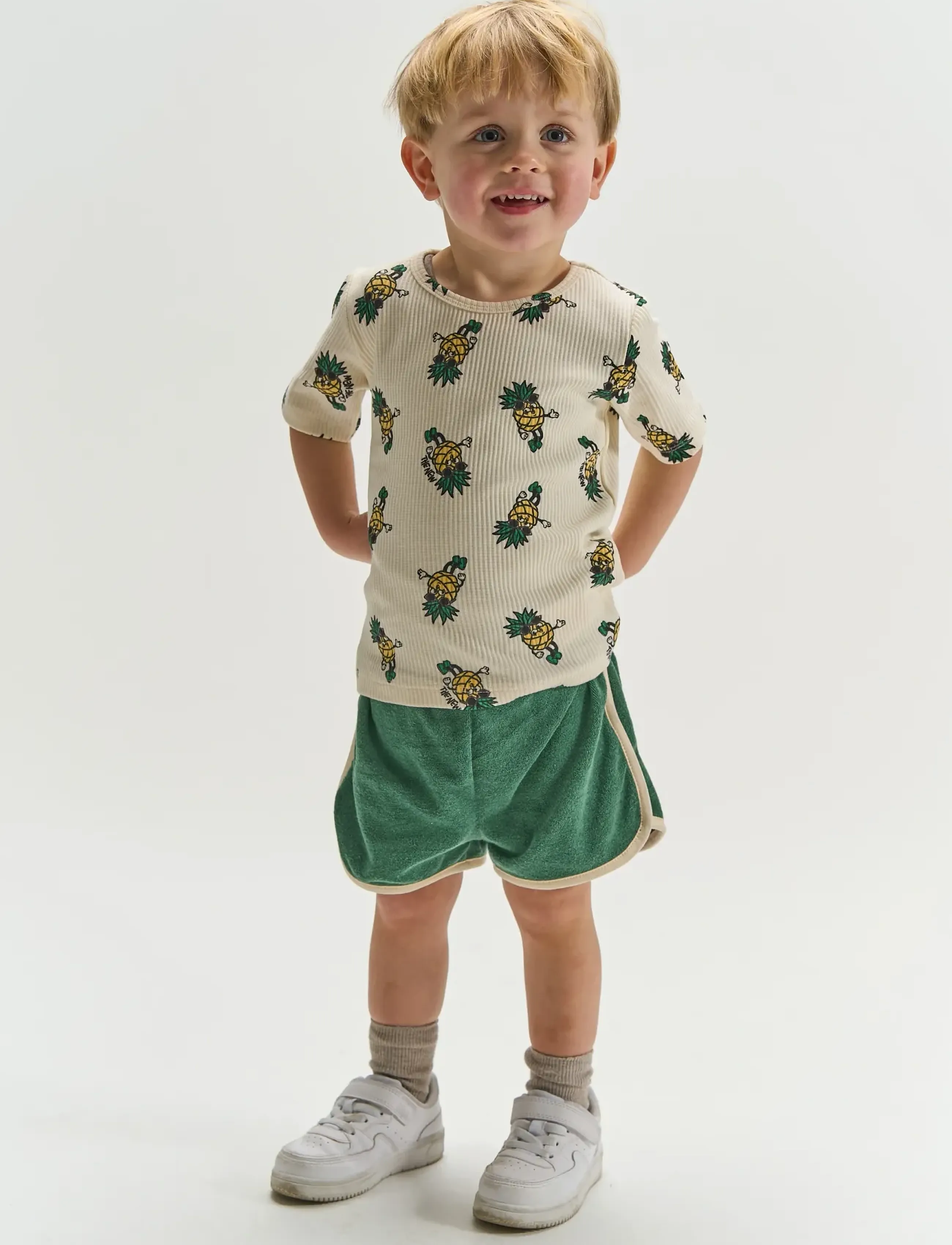The New TNSTTravis S_S Rib Tee - T-shirts - GARDENIA AOP / cream