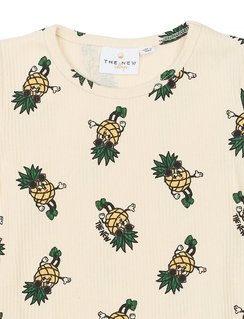The New - TNSTTravis S_S Rib Tee - short-sleeved t-shirts - gardenia aop - 5
