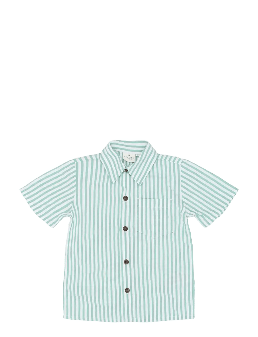 The New - TNSTTate S_S Shirt - kurzärmlige hemden - crÉme de menthe striped - 1