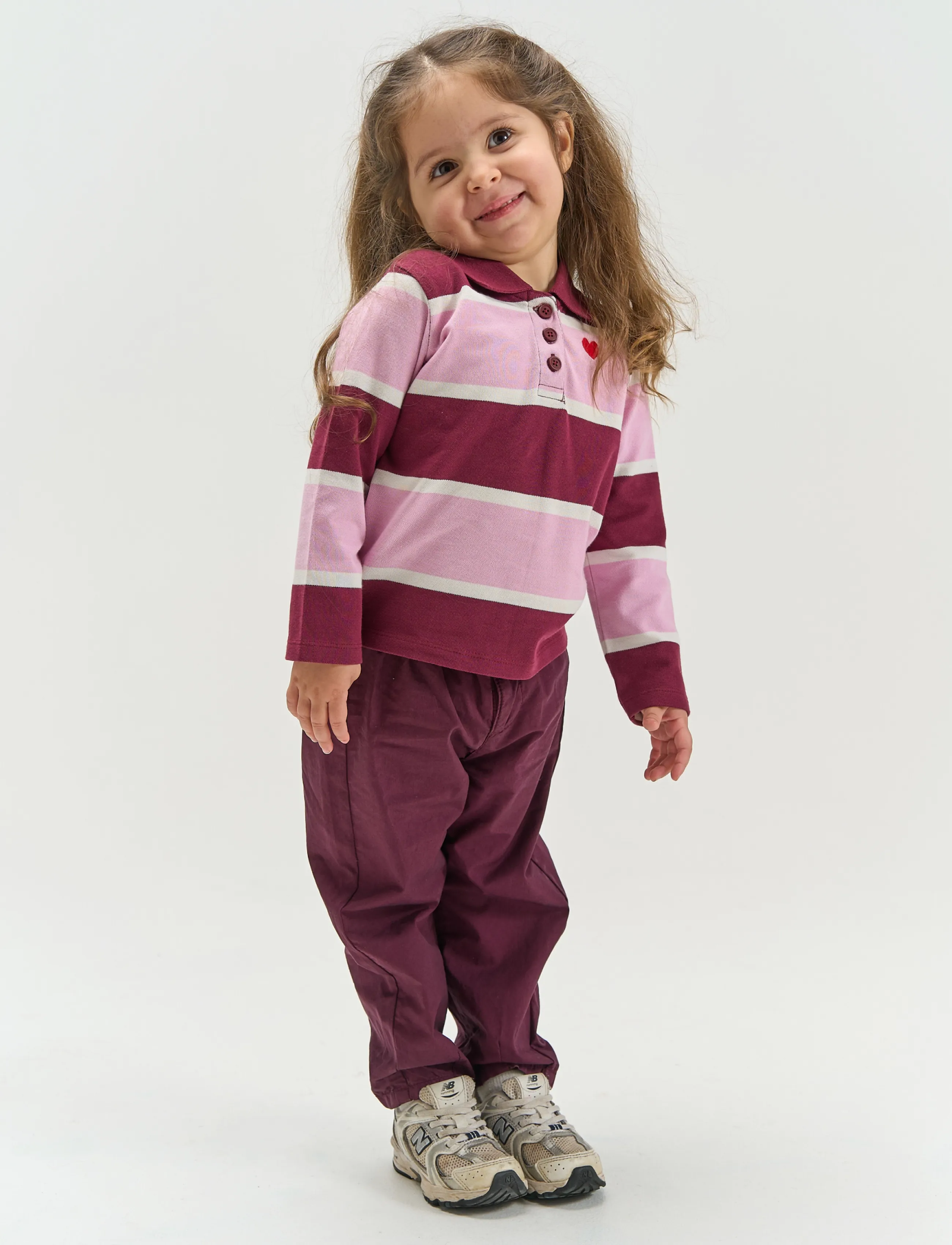 The New Tnstvidalia L_S Pique Polo, 86, Burgundy, Polo Skjorter > Langærmede Polo Shirts, Børn