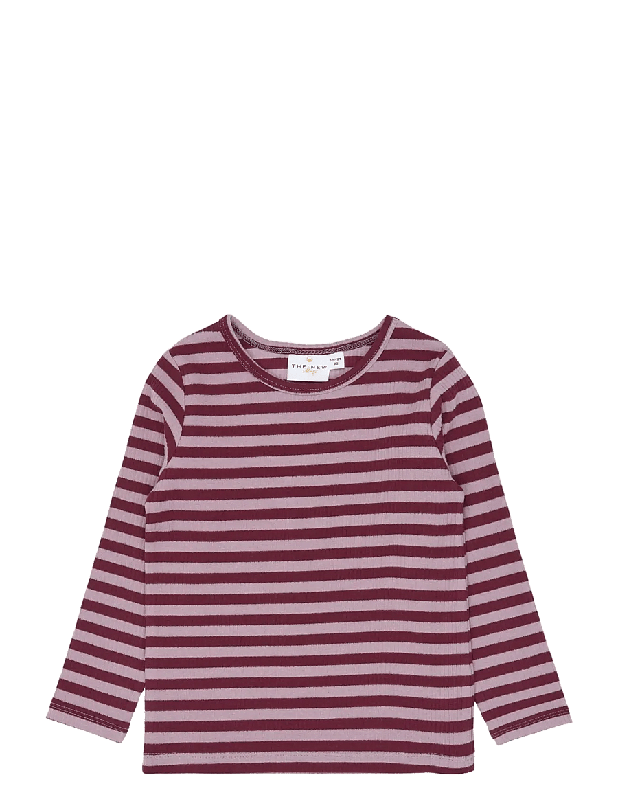 The New - TNSTFro L_S Rib Tee - långärmade t-shirts - elderberry striped tn - 1