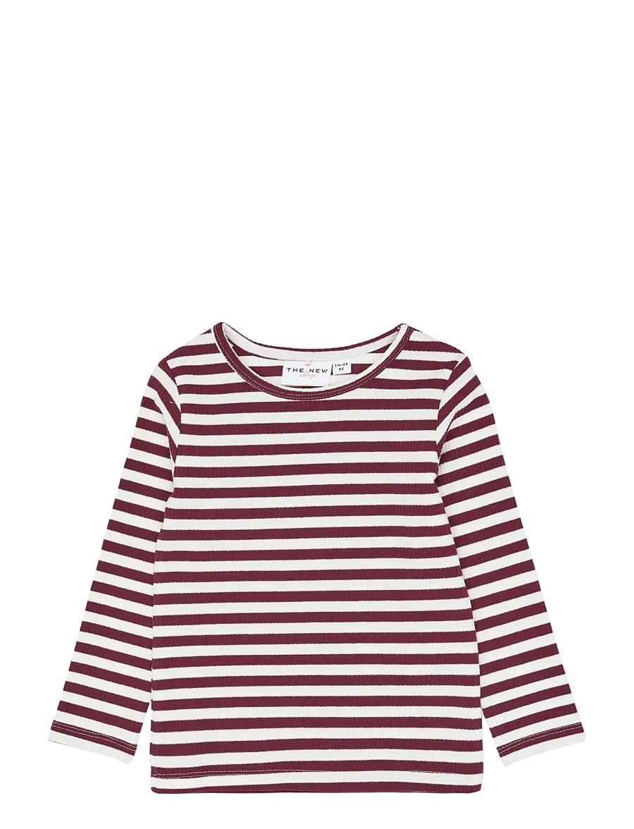 The New - TNSTFro L_S Rib Tee - långärmade t-shirts - gardenia striped - 1