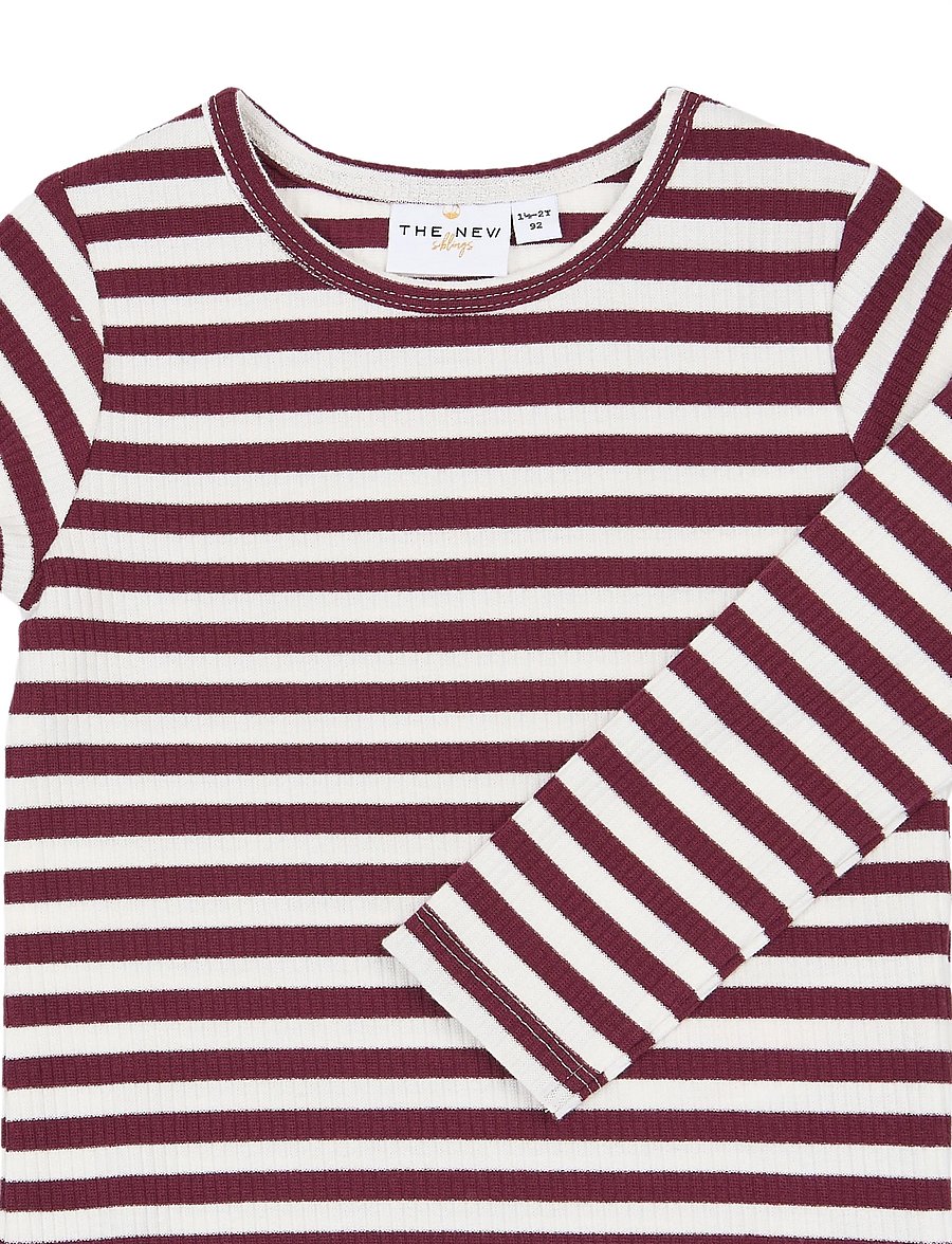 The New - TNSTFro L_S Rib Tee - långärmade t-shirts - gardenia striped - 4