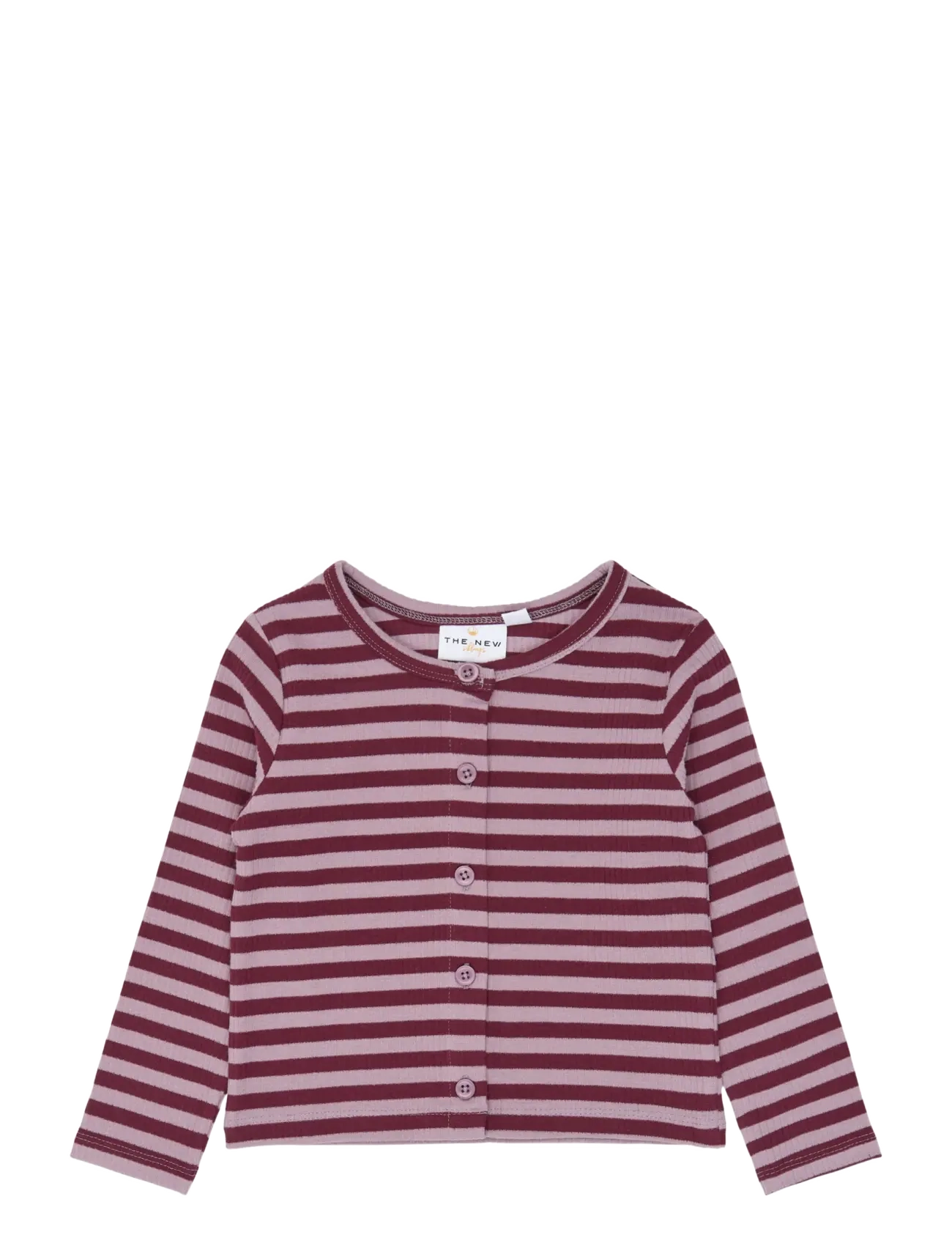 The New TNSTFro L_S Rib Cardigan - The New - ELDERBERRY STRIPED TN / burgundy