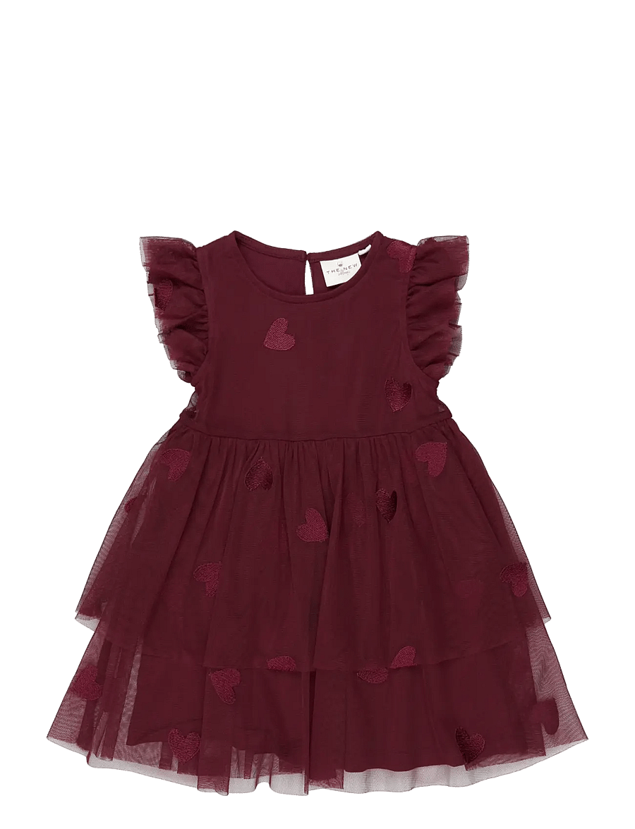 The New - TNSTVonda S_L Mesh Dress - varrukateta beebikleidid - burgundy emb tn - 0