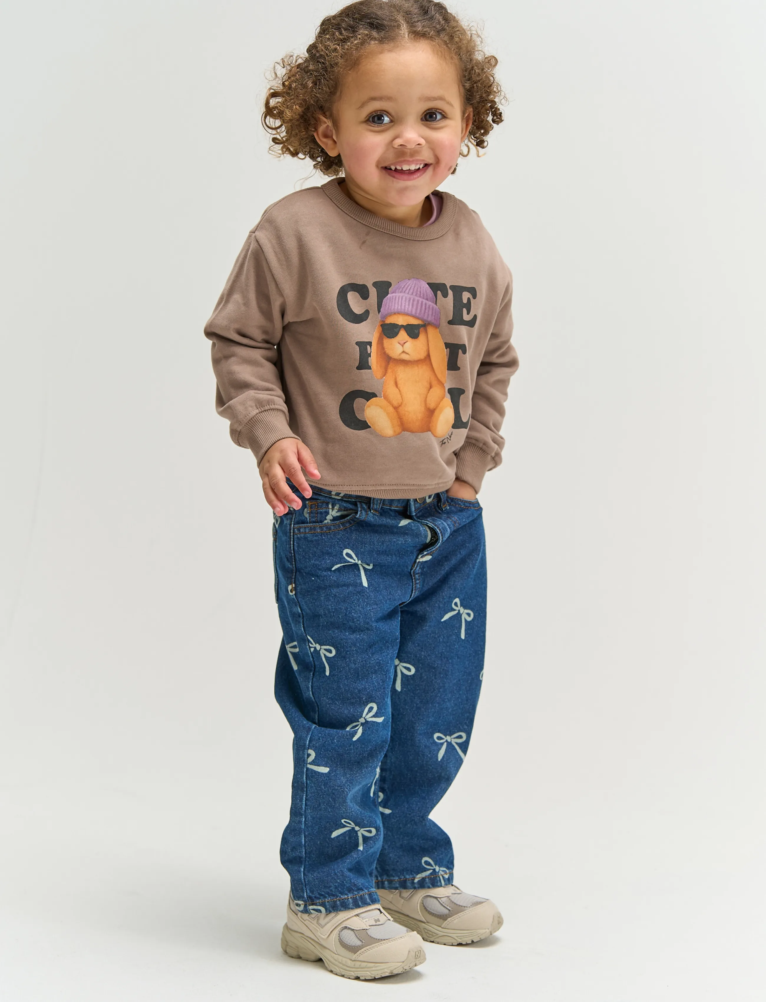 The New Tnstvinaya Regular Fit Jeans, Børn, Sløjfe Print Jeans, Blå, Str: 104