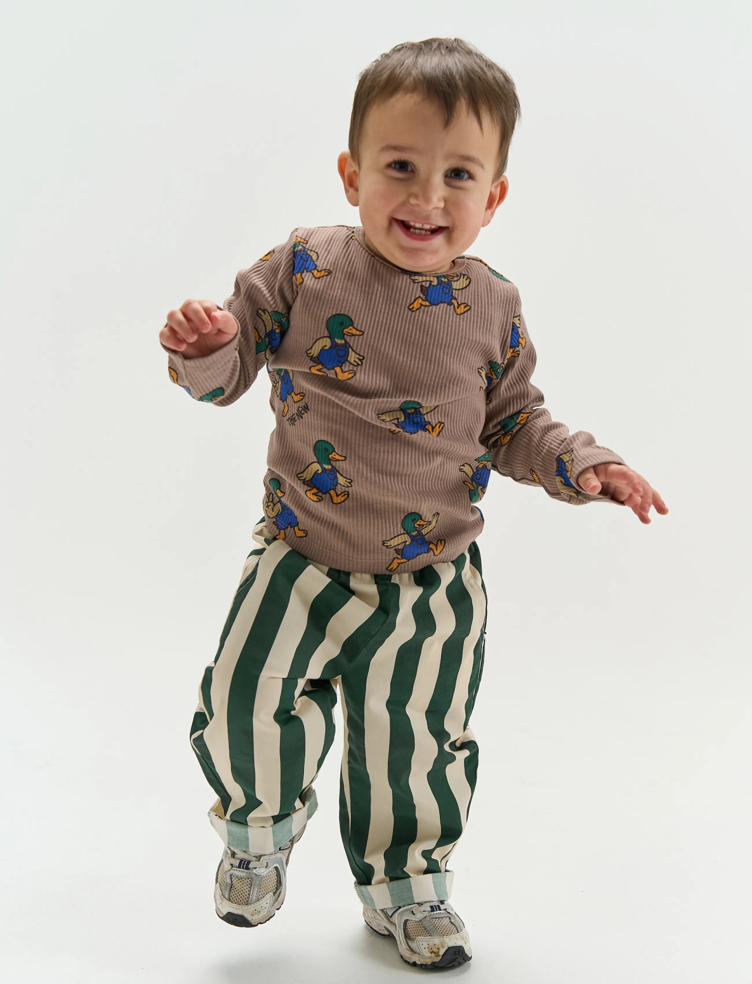 The New Tnstsilas Baggy Pants, Stribede Baggy Bukser, Grøn, Str: 92