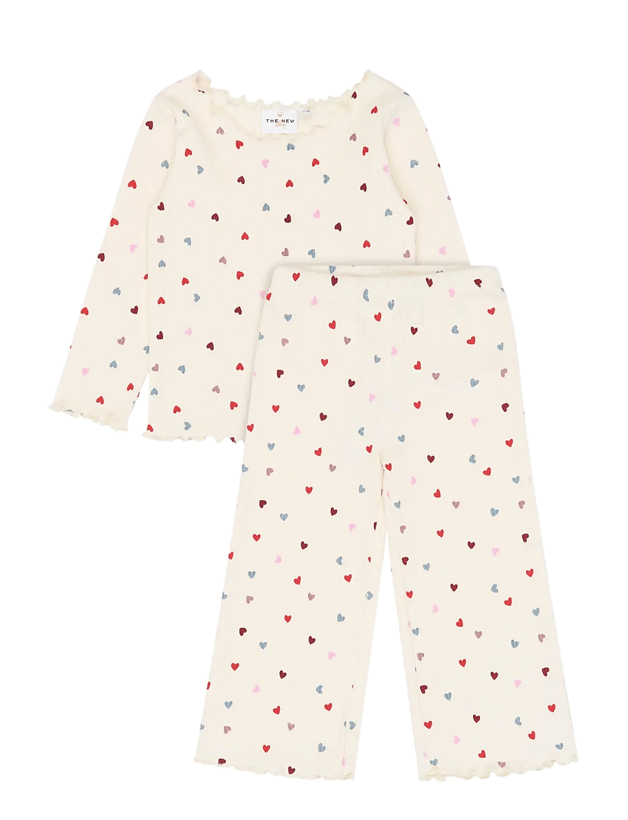 The New - TNSTVera L_S Rib Set - sets mit langärmeligem t-shirt - gardenia aop - 1