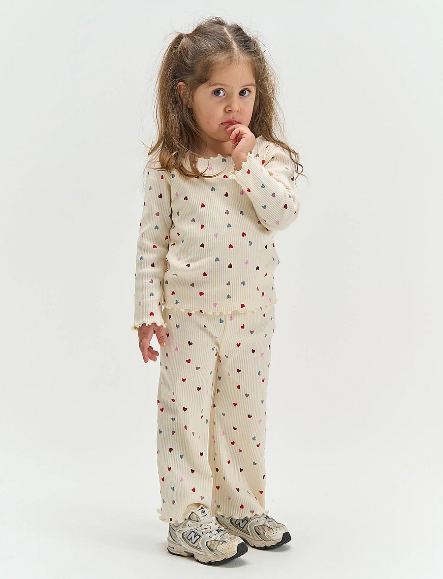 The New - TNSTVera L_S Rib Set - sets mit langärmeligem t-shirt - gardenia aop - 0