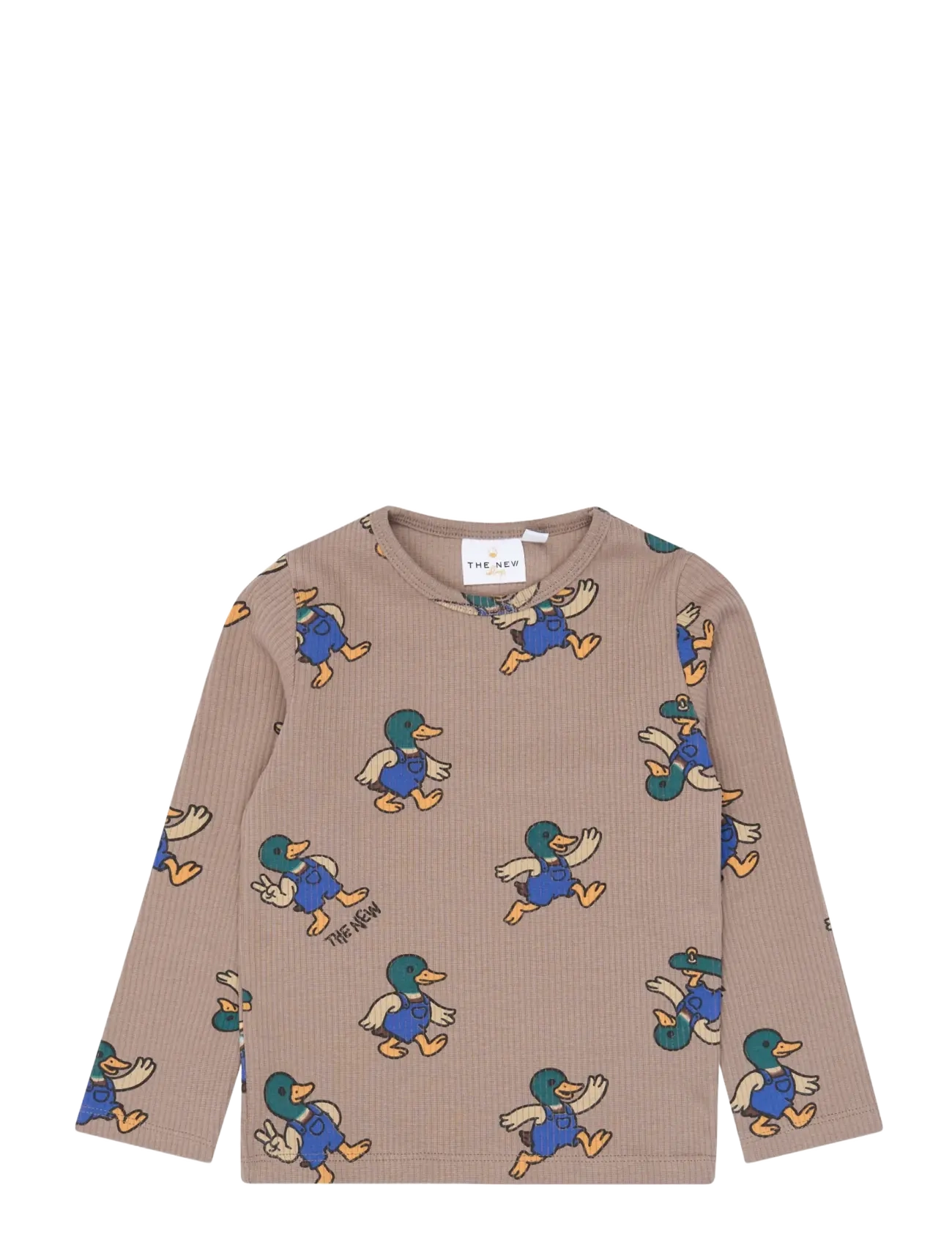The New TNSTValdemar L_S Rib Tee - Baby 44-92 - TAUPE GRAY AOP TN / grey