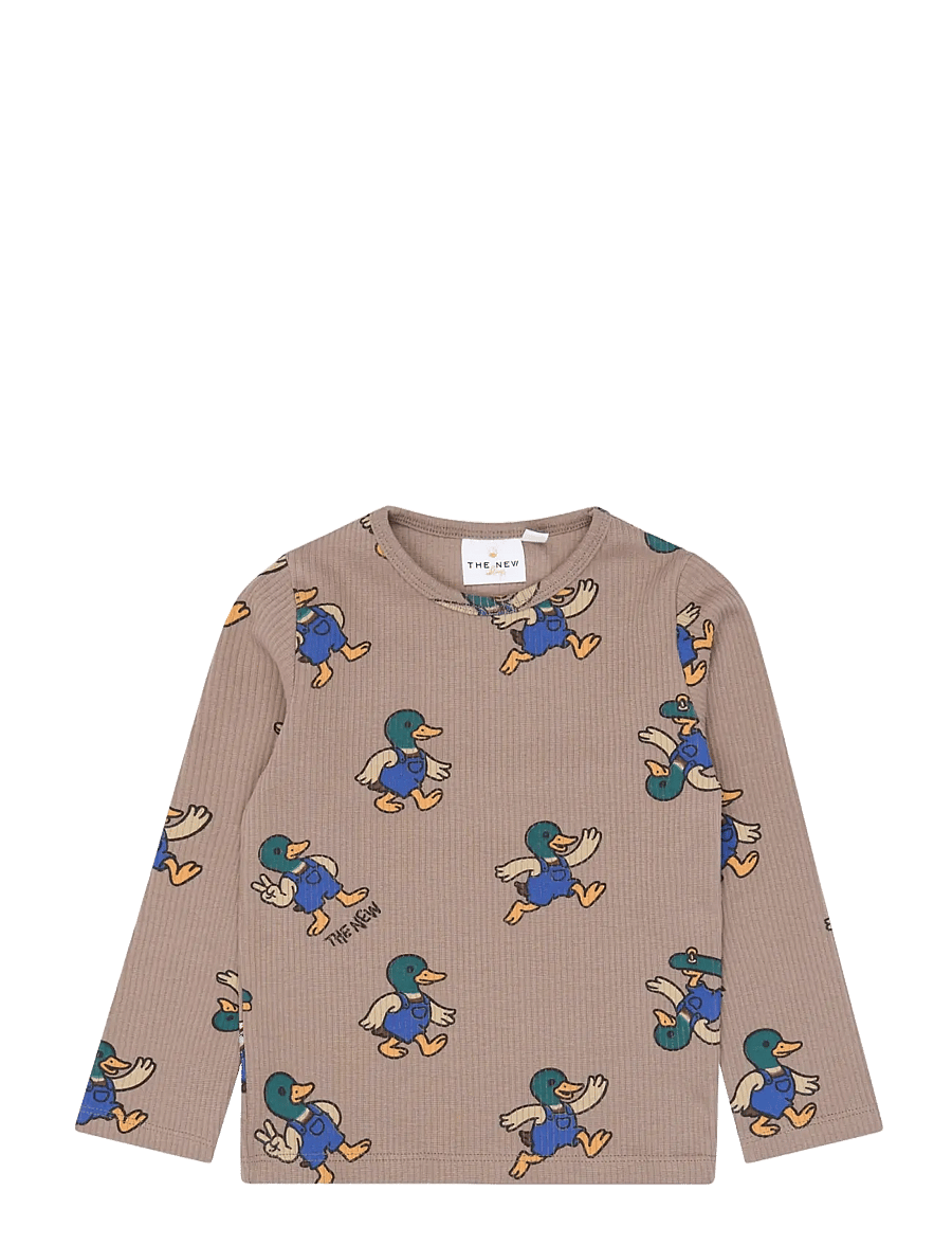 The New - TNSTValdemar L_S Rib Tee - langärmelig - taupe gray aop tn - 1