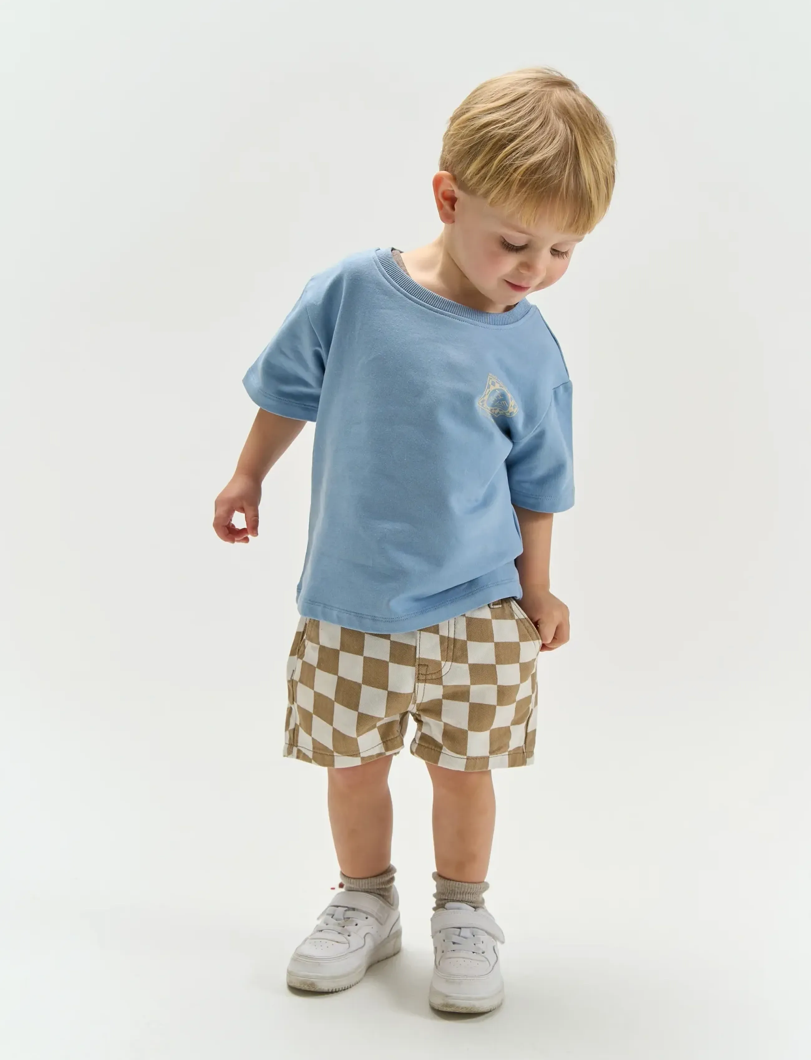 The New TNSTTwill Regular Fit Denim Shorts - Shorts - HUMUS CHECK / white