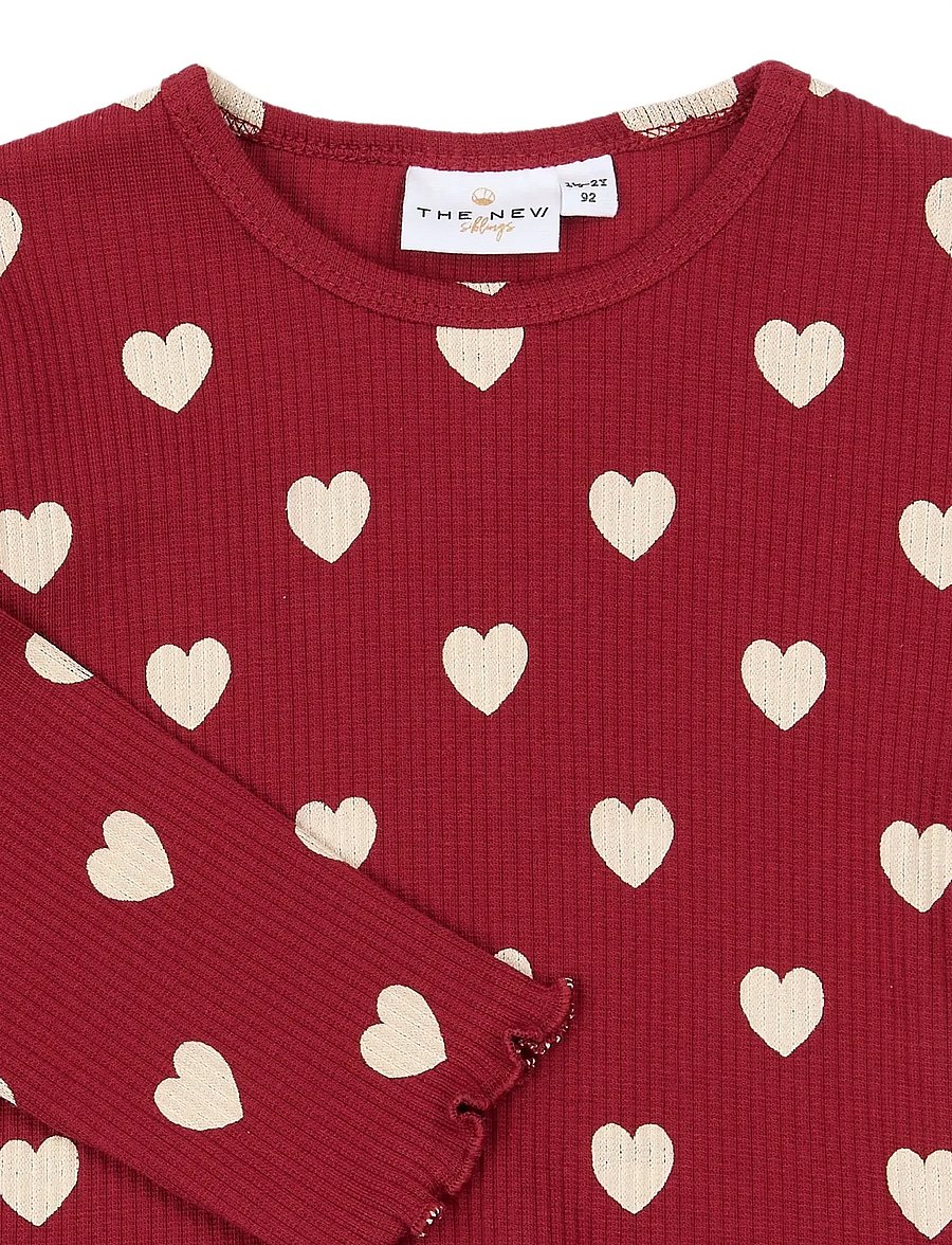 The New - TNSTHoliday Red Heart L_S Rib Tee - langärmelig - rio red aop tn - 3