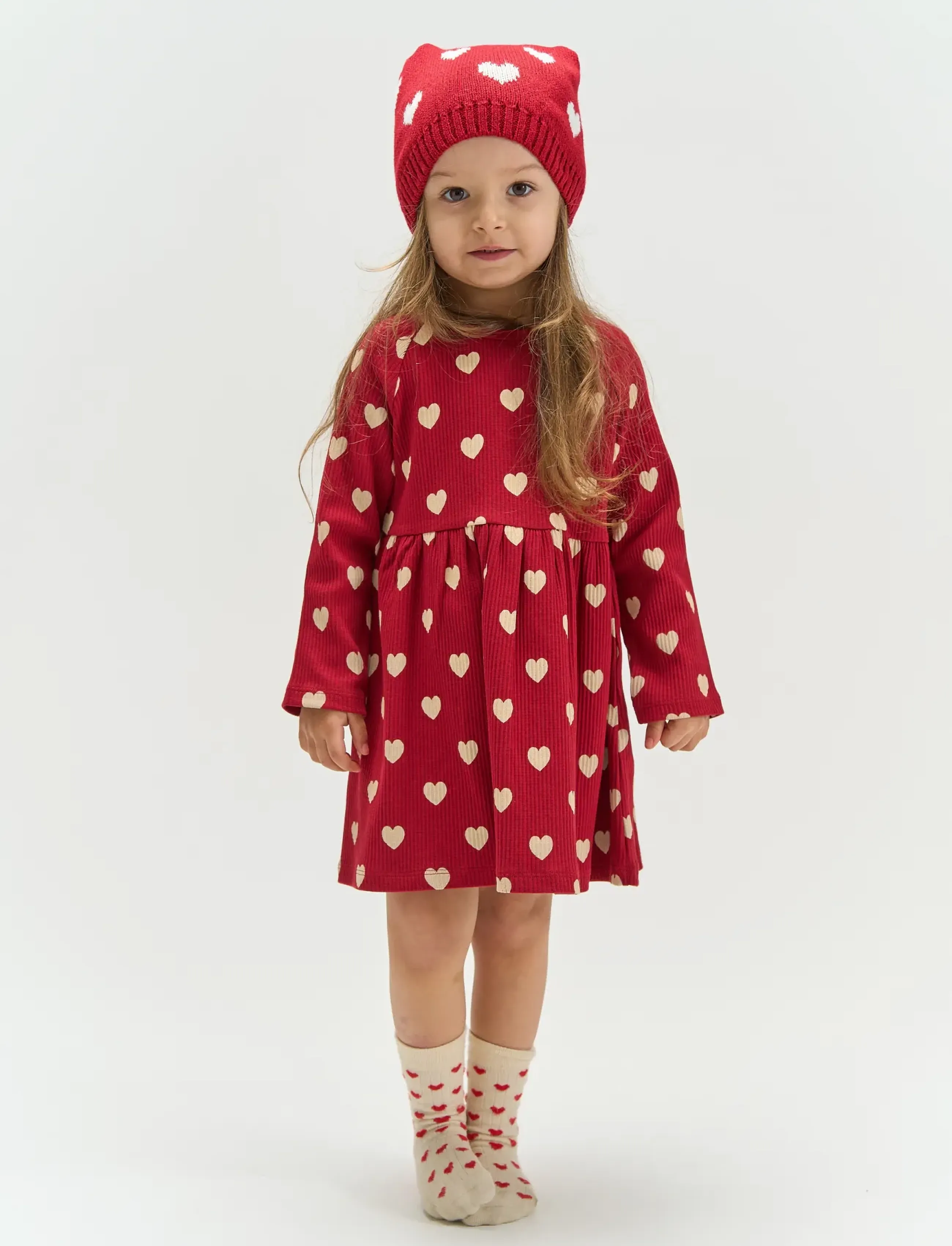 The New TNSTHoliday Red Heart L_S Loose Rib - Langærmede babykjoler - RIO RED AOP TN / red