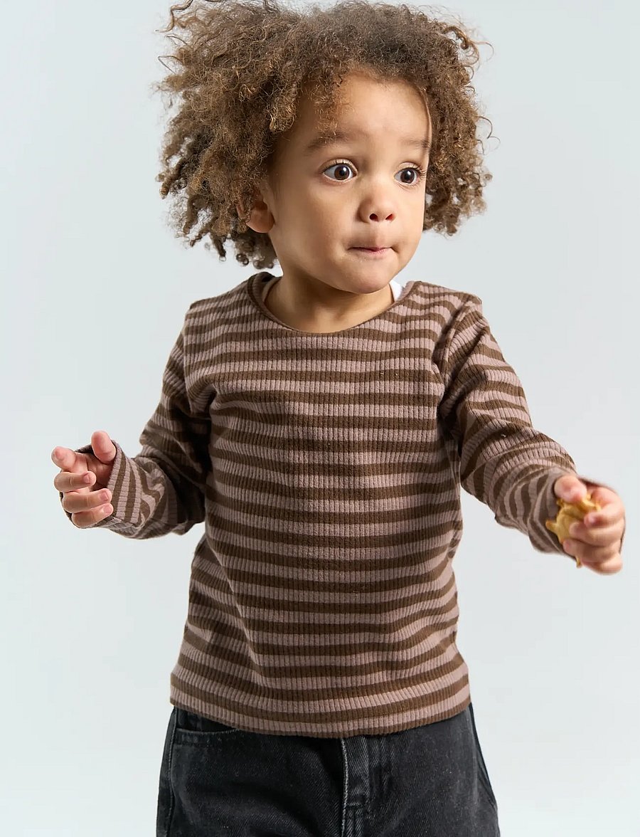 The New - TNSTFro L_S Rib Tee - langärmelig - chestnut striped - 0