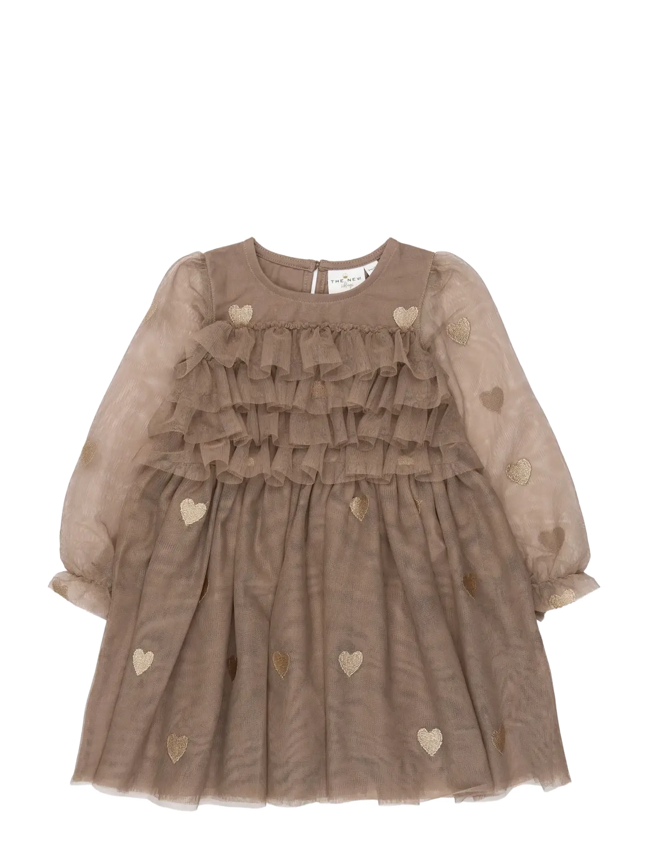 The New TNSTYna L_S Mesh Dress - Langærmede babykjoler - TAUPE GRAY EMB TN / brown