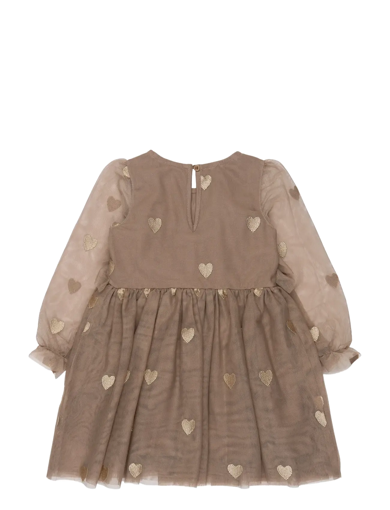 The New - TNSTYna L_S Mesh Dress - taupe gray emb tn - 1