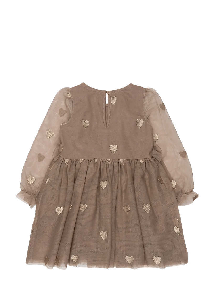 The New - TNSTYna L_S Mesh Dress - taupe gray emb tn - 1