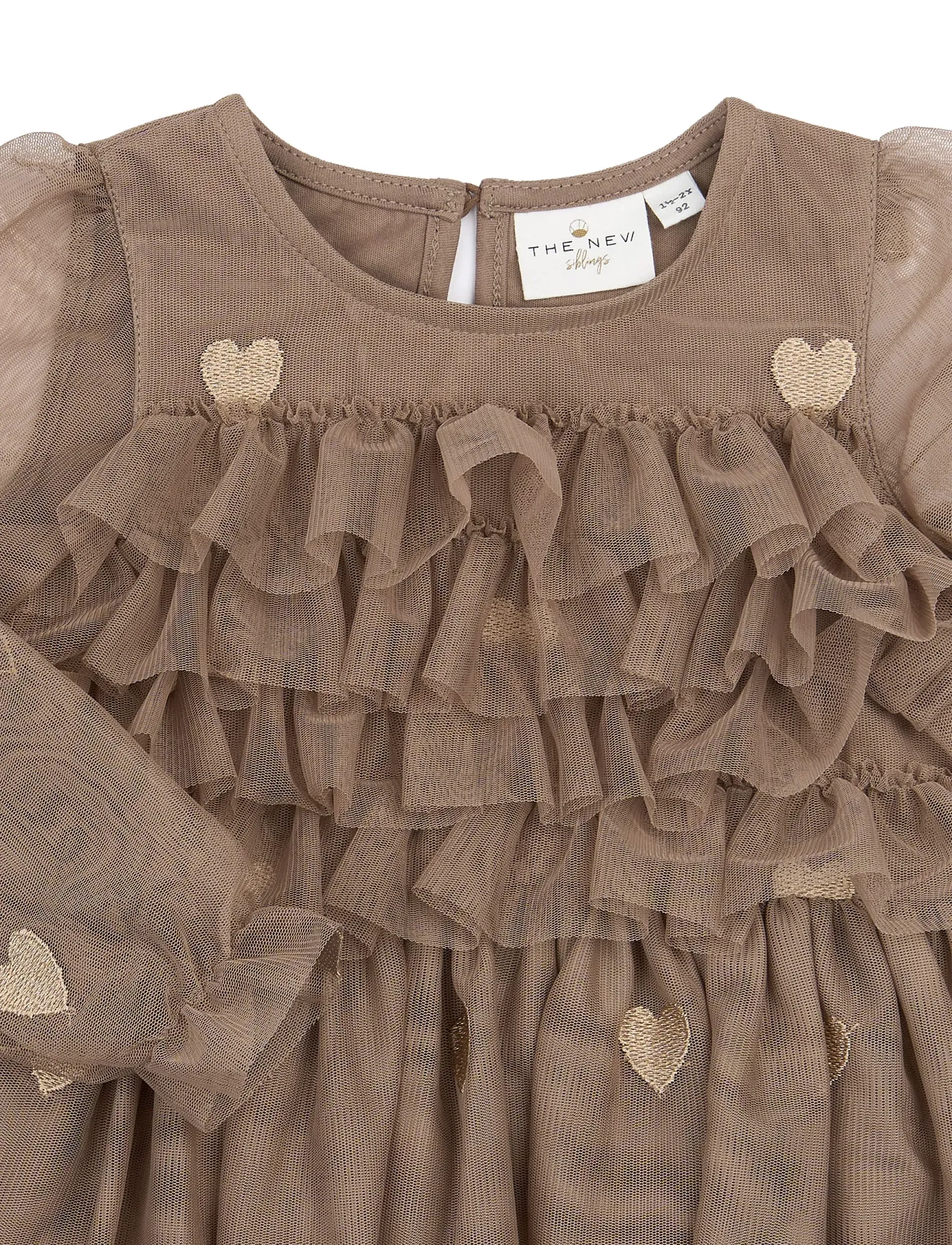 The New - TNSTYna L_S Mesh Dress - taupe gray emb tn - 2