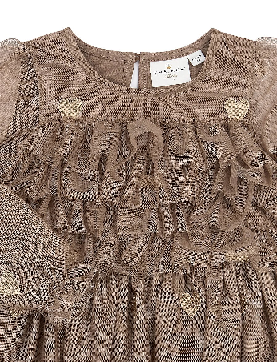 The New - TNSTYna L_S Mesh Dress - taupe gray emb tn - 2