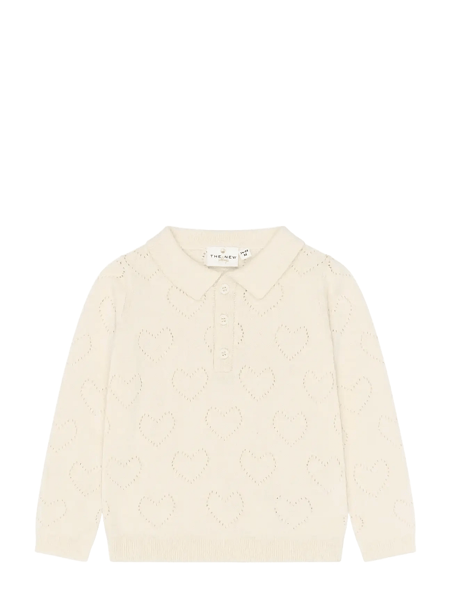 The New - TNSTYnessa L_S Knit Polo - langärmelig poloshirt - gardenia - 1
