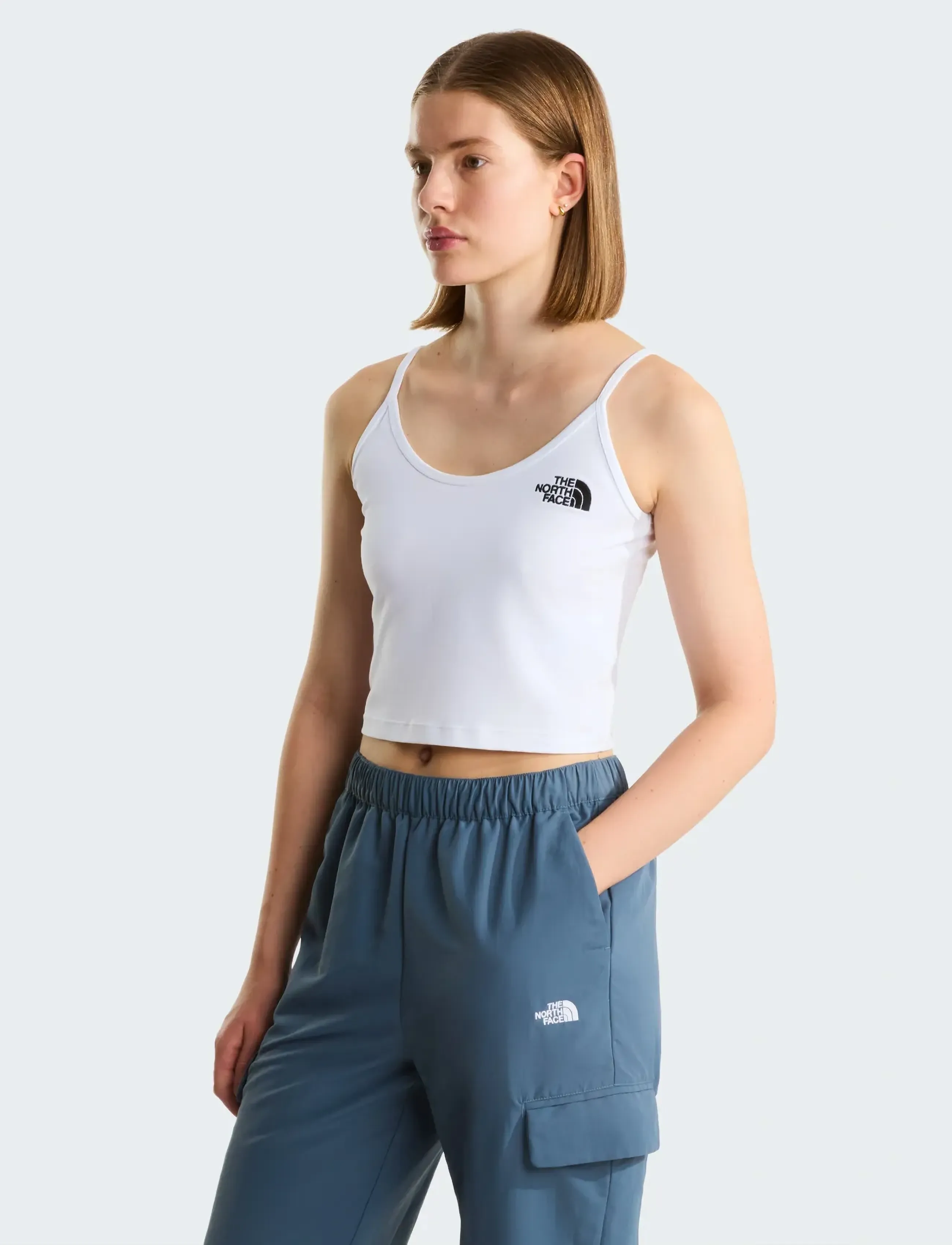 The North Face W Simple Dome Slim Crop Tank, XS, White, Sport Crop Overdele > Sport Sleeveless Crop Overdele, Dame