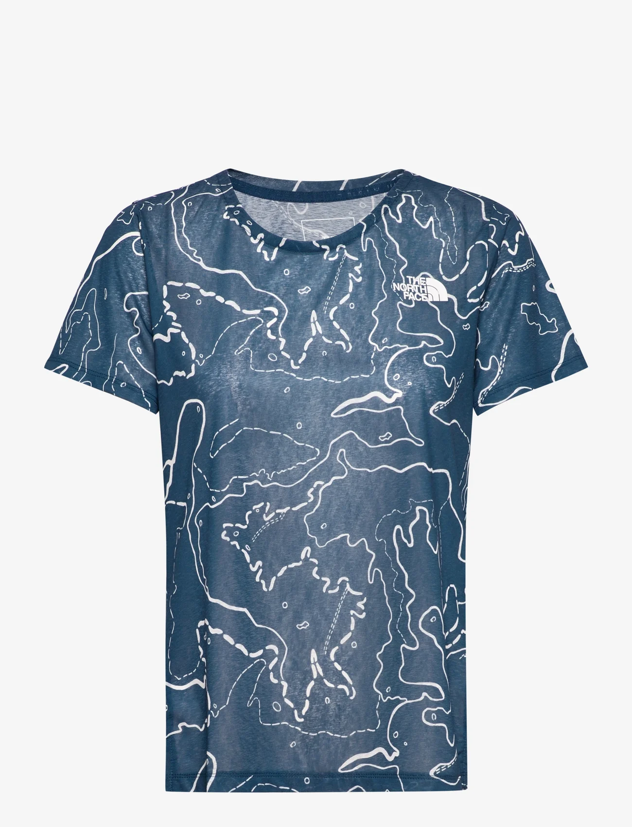 The North Face - W SUNRISER S/S - t-shirts - shady blue valley topo print - 0