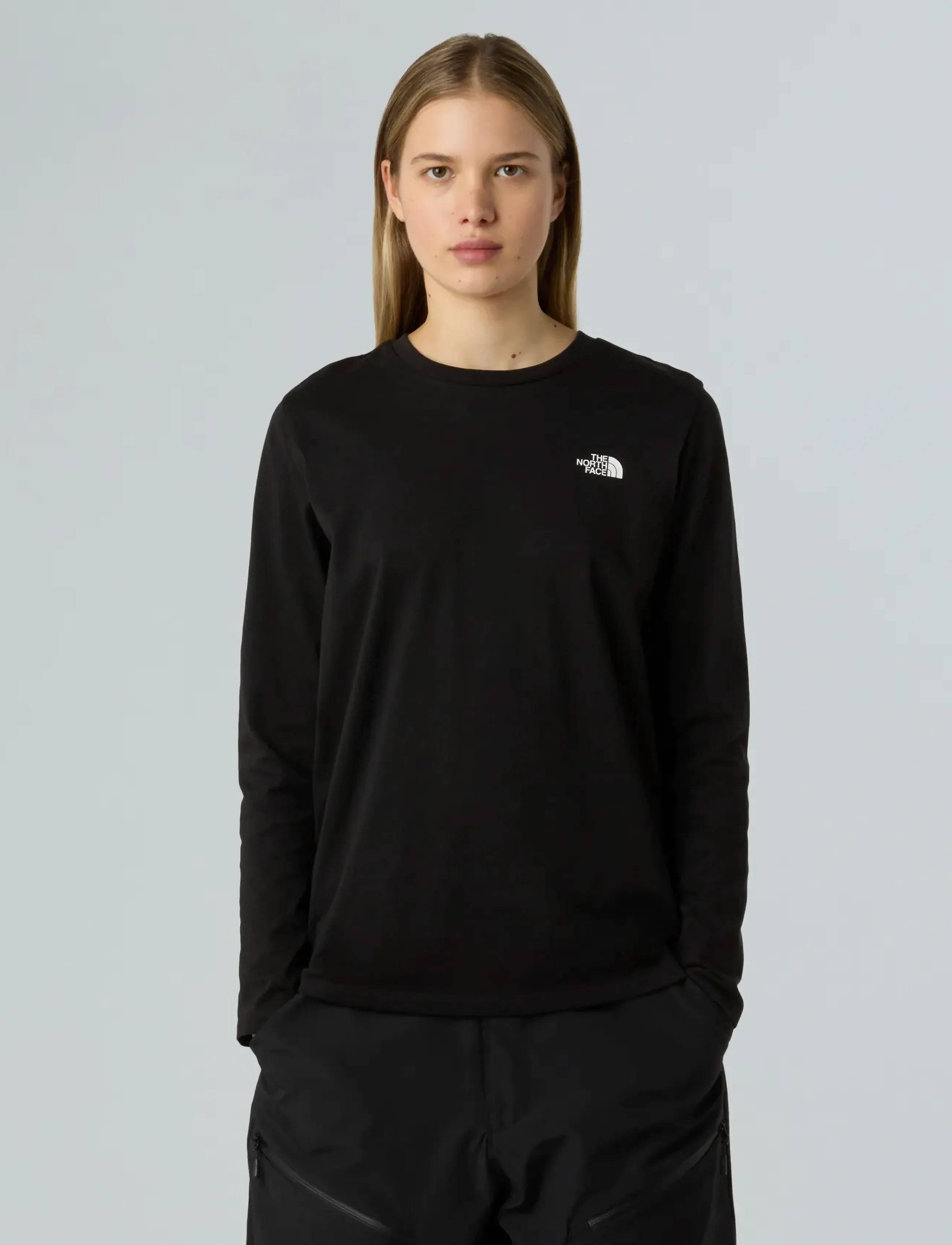 The North Face W L/S SIMPLE DOME TEE - Langermede topper - BLACK / black