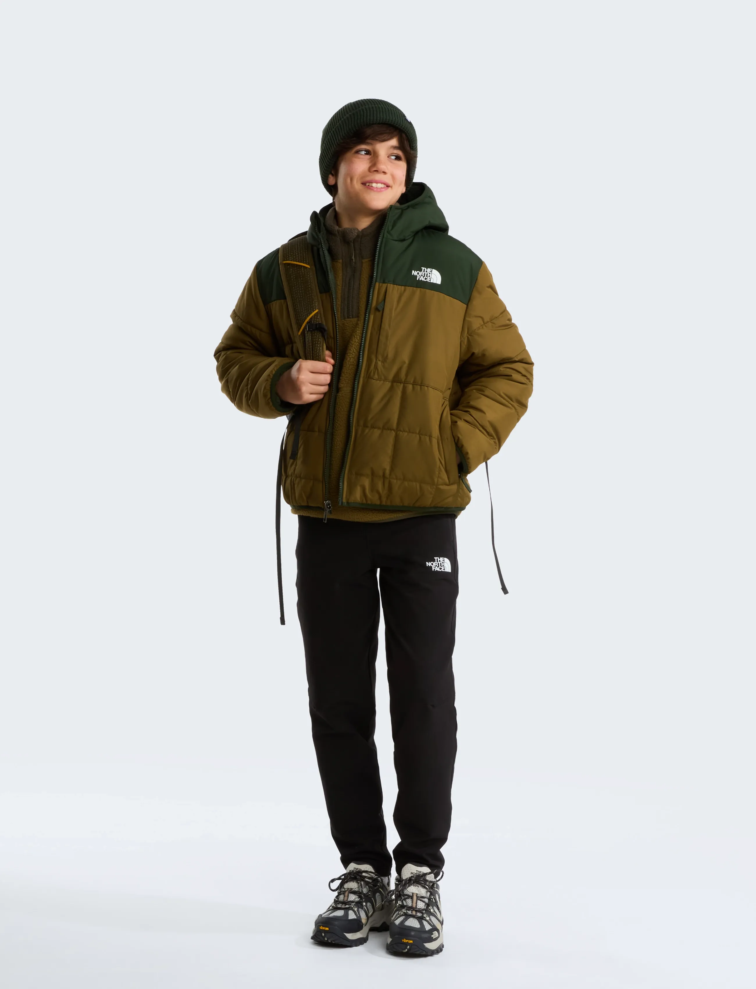 The North Face - B REVERSIBLE SHASTA FZ HOODED JACKET - quilted jackets - caraway seed/bottle gre - 5