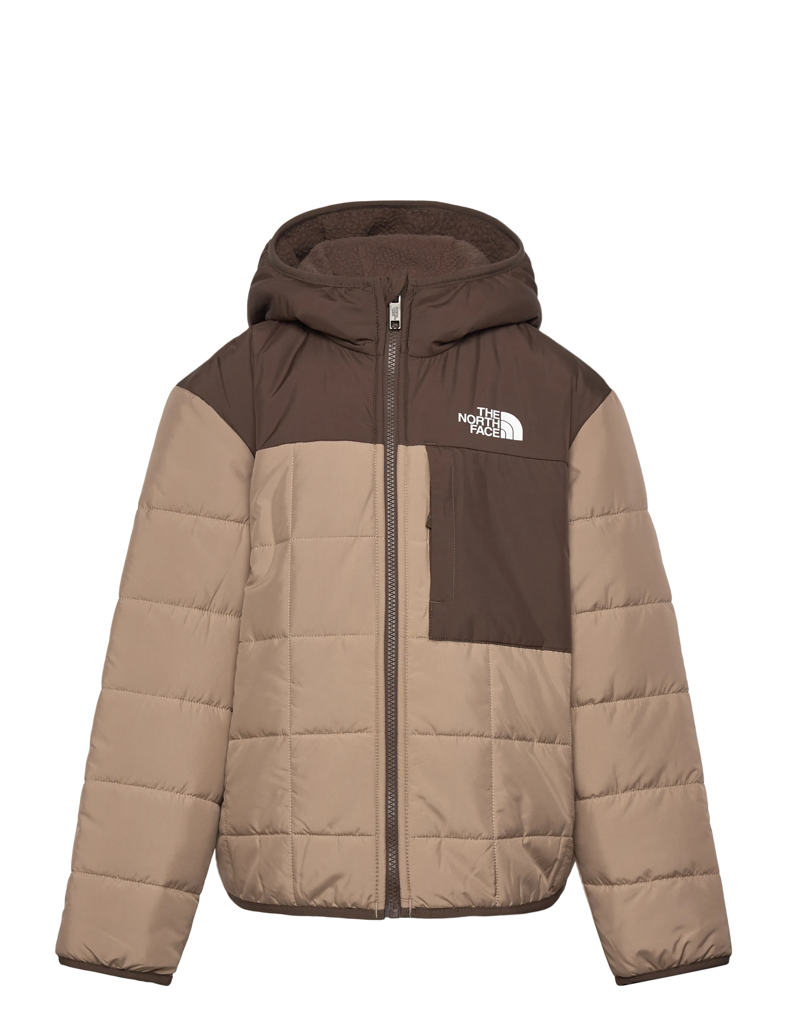 The North Face B REVERSIBLE SHASTA FZ HOODED JACKET - Steppjacken - MUSHROOM GREY/SMOKEY BR / brown