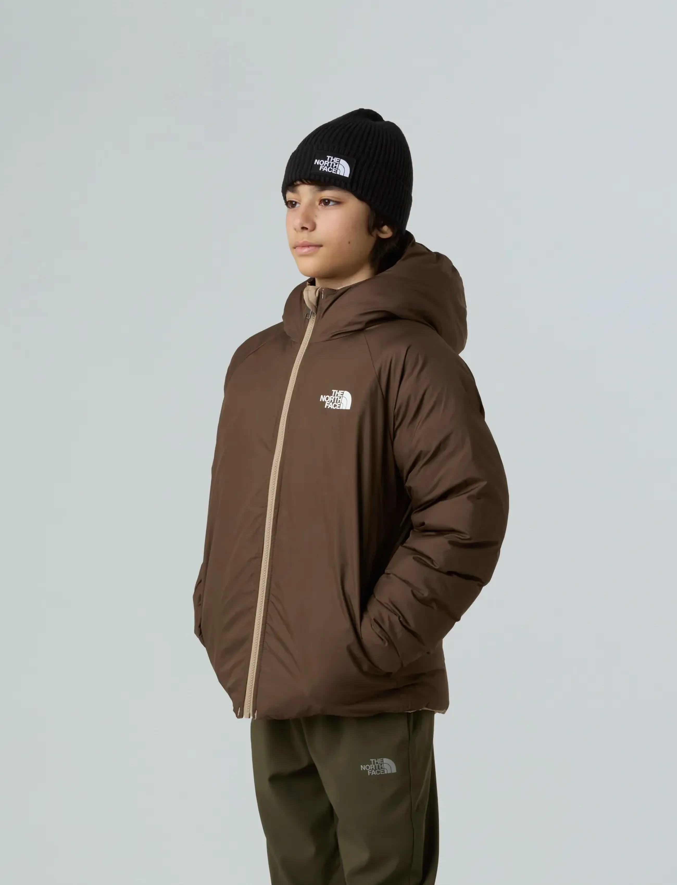 The North Face - B REVERSIBLE PERRITO HOODED JACKET - jakas ar siltu oderi - mushroom grey - 4