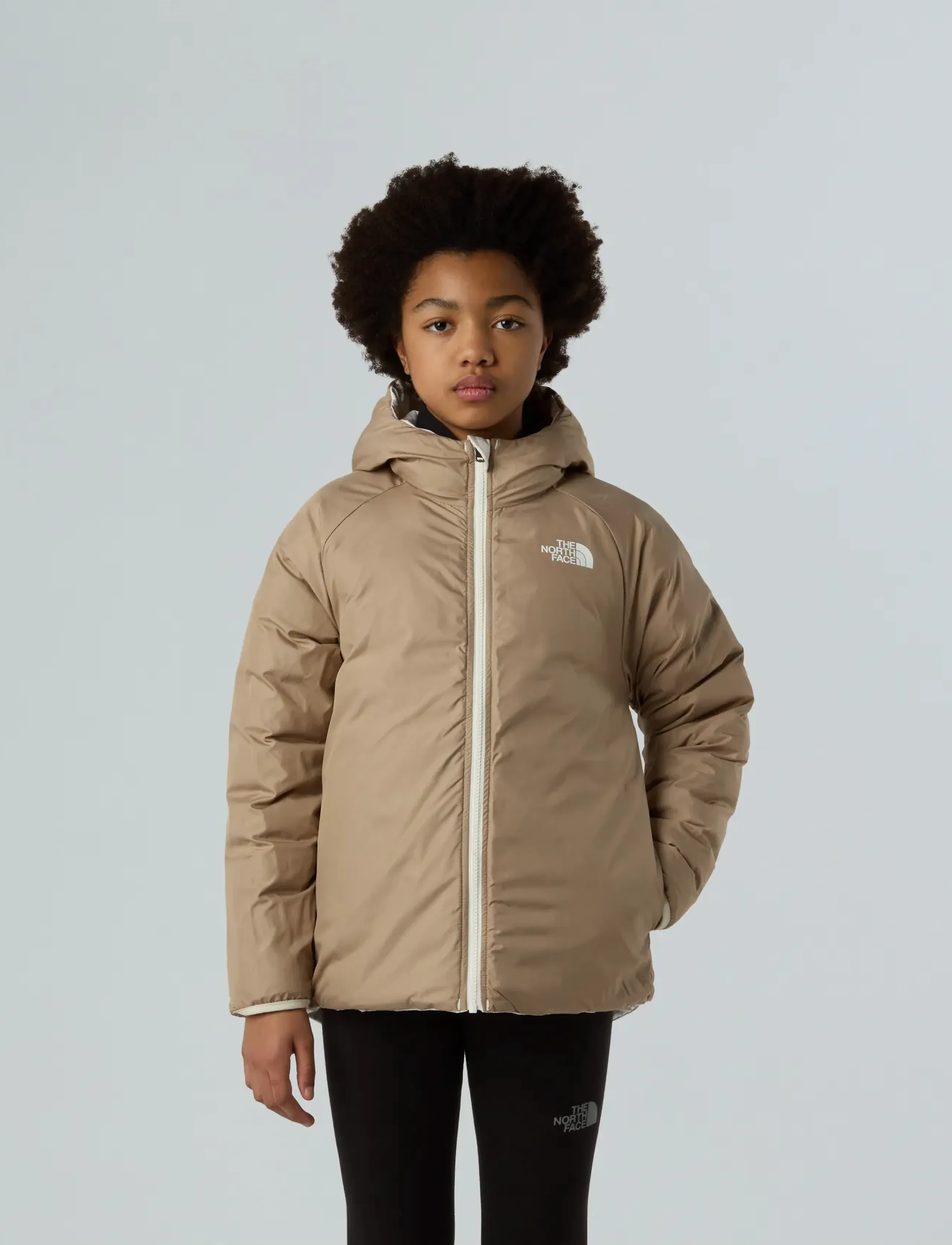 The North Face - G REVERSIBLE PERRITO HOODED JACKET - ski jackets - white dune - 5