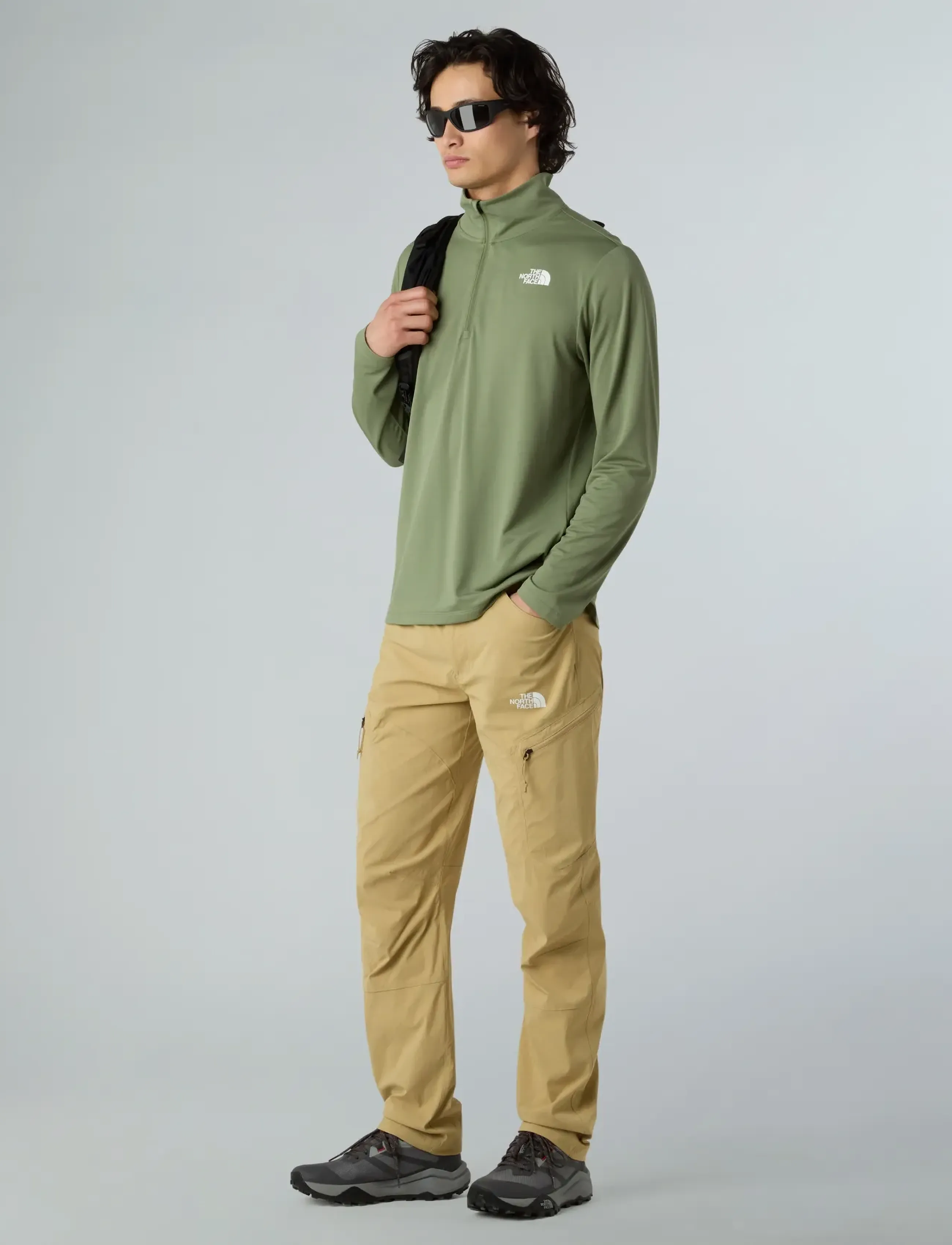 The North Face - M 24/7 1/4 ZIP TEE - flīsa un siltās jakas - bark mist - 3