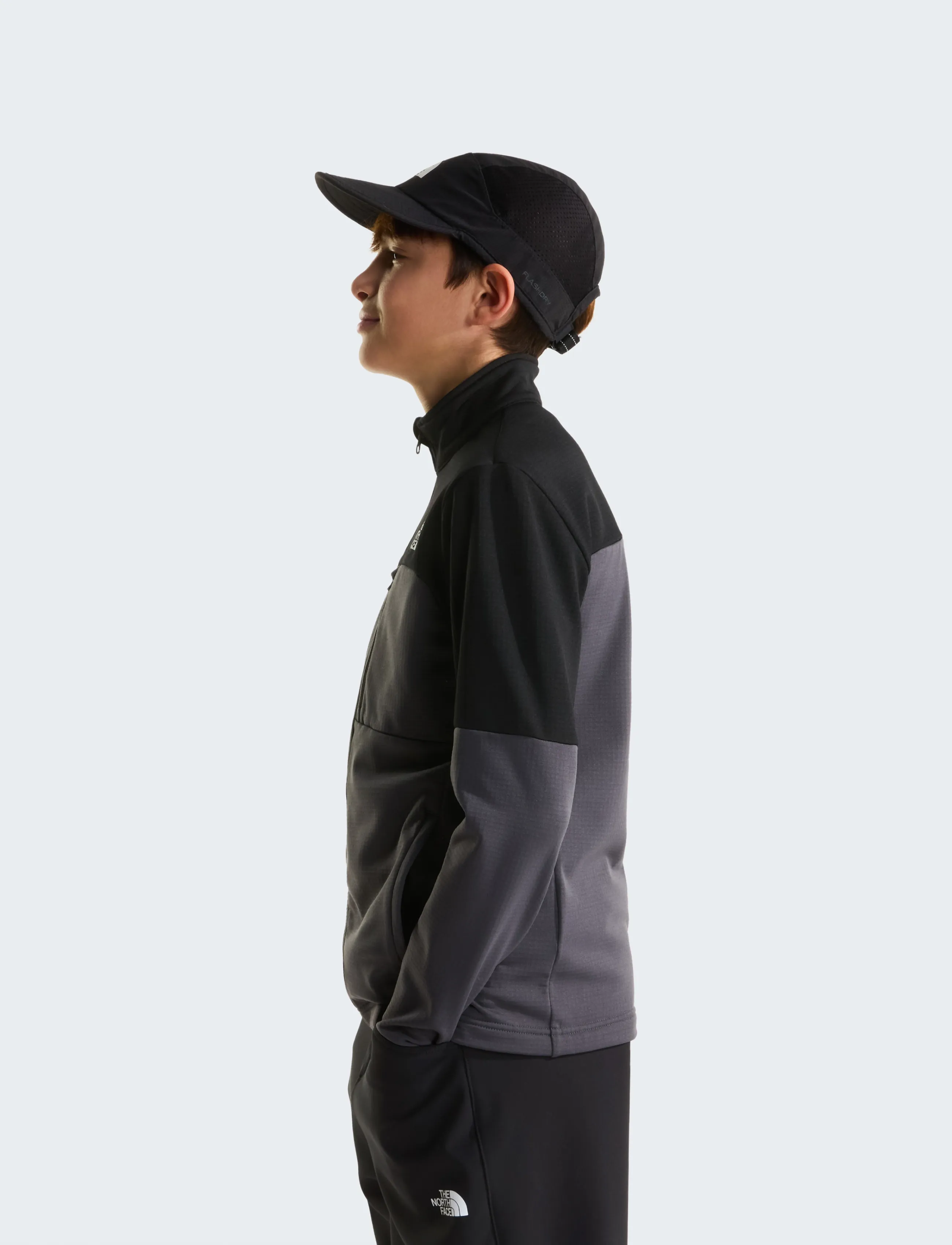 The North Face - TEEN HIKE MIDLAYER FZ - outerwear - anthracite grey/tnf bla - 4