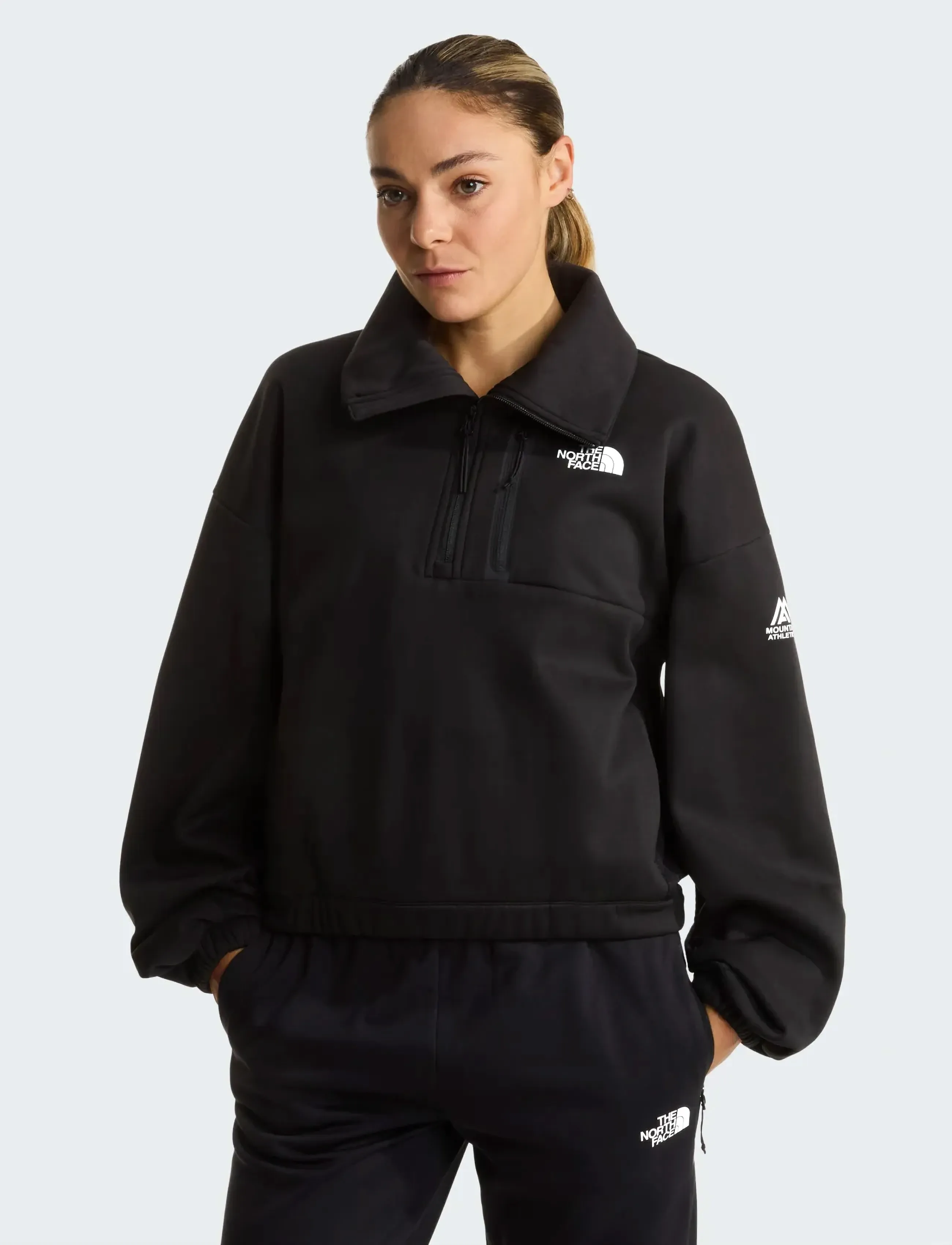 The North Face W Ma Fleece Interest 1/4 Zip, XS, Black, Sport Sweatshirts & Hoodies > Sport Sweatshirts, Dame