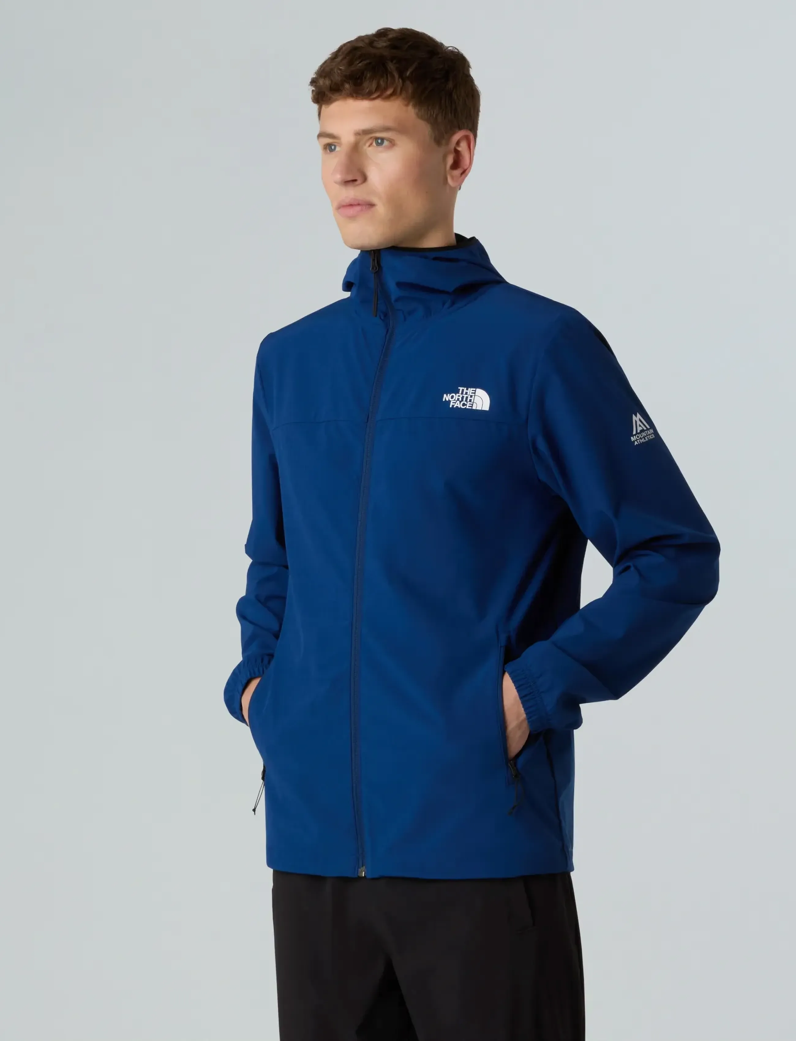 The North Face M Mountain Athletics Hooded Wind Jacket, XS, Navy, Sport Jackets > Sport Outdoor Jackets, Herre
