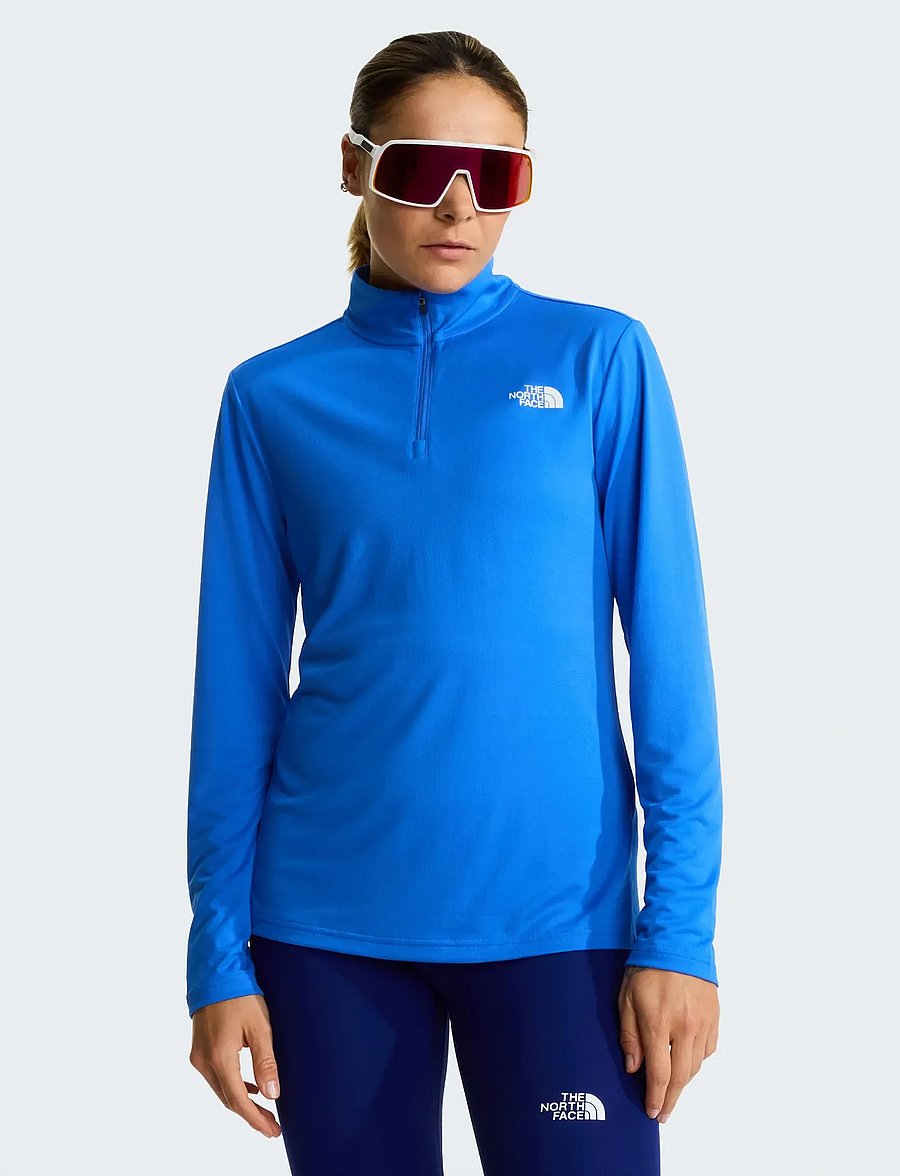 The North Face - W FLEX 1/4 ZIP TEE SLIM - overdele - active blue - 0