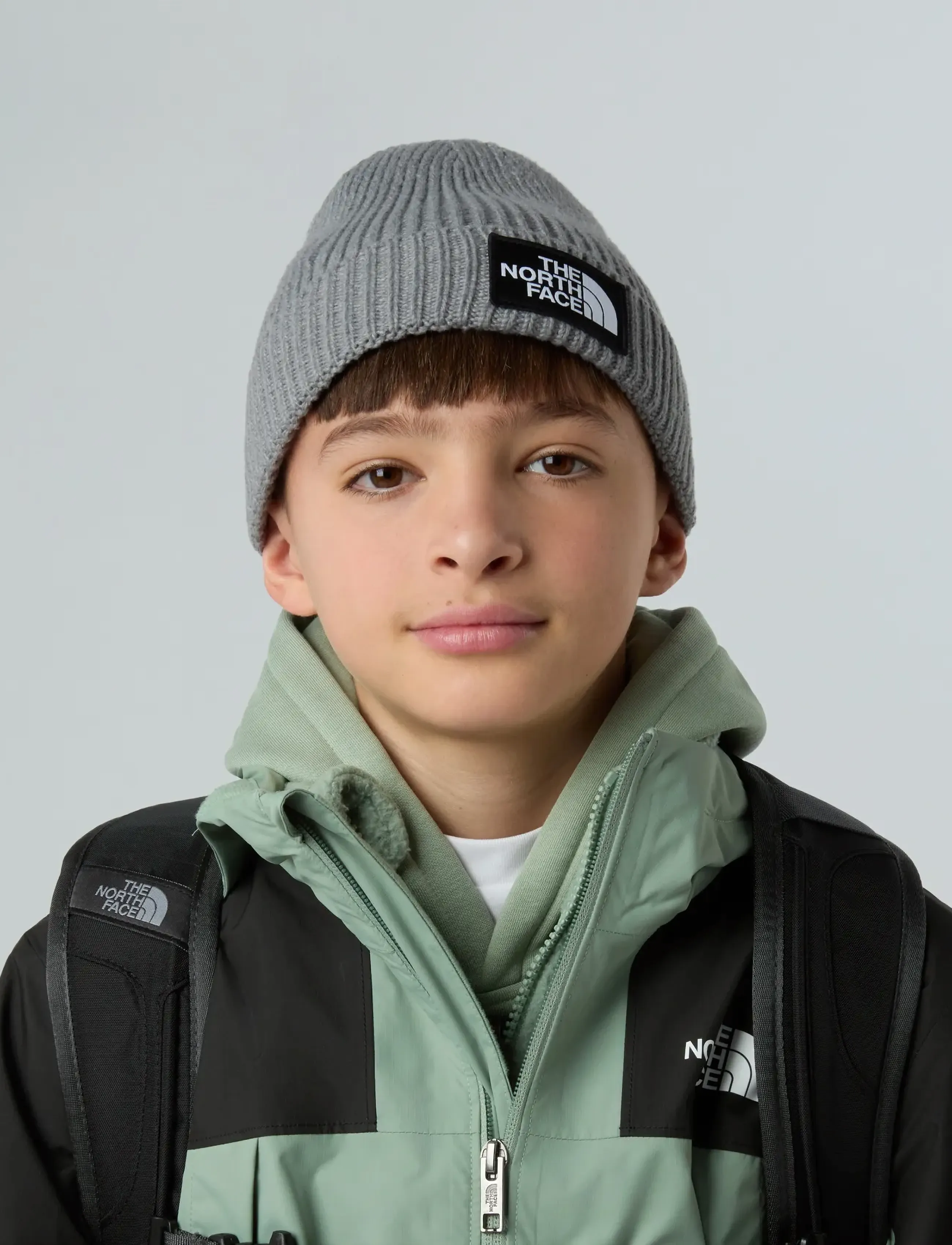 The North Face Kids Tnf Logo Box Cuffed Beanie, OS YOUTH, Grey, Huer > Beanie, Børn