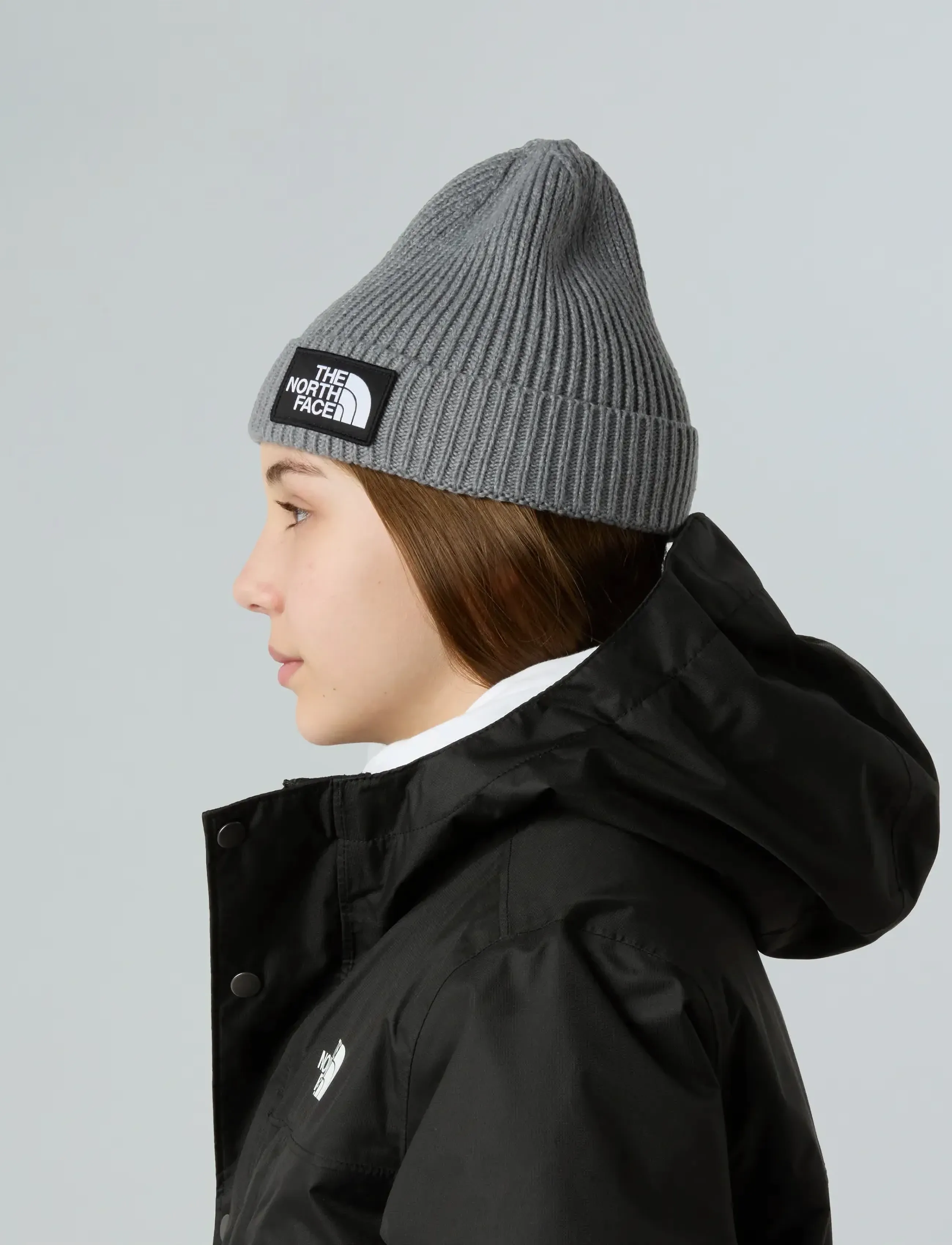 The North Face - KIDS TNF LOGO BOX CUFFED BEANIE - beanies - tnf medium grey heather - 4
