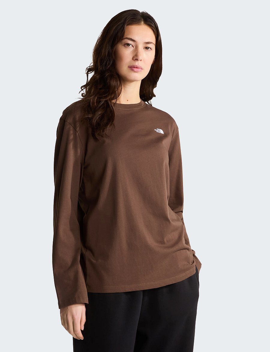 The North Face - W TNF ESSENTIAL SIMPLE DOME RLX LONG SLE - pikkade varrukatega alussärgid - smokey brown - 0