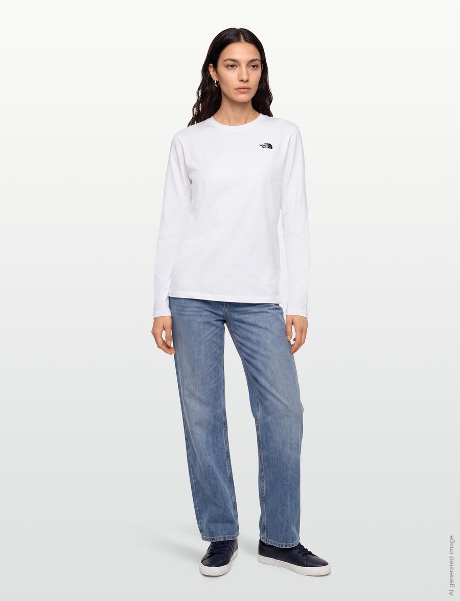 The North Face - W TNF ESSENTIAL SIMPLE DOME RLX LONG SLE - pikkade varrukatega alussärgid - tnf white - 0