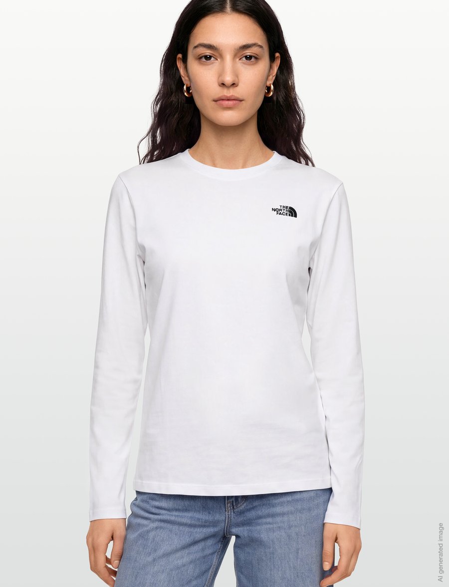 The North Face - W TNF ESSENTIAL SIMPLE DOME RLX LONG SLE - pikkade varrukatega alussärgid - tnf white - 3
