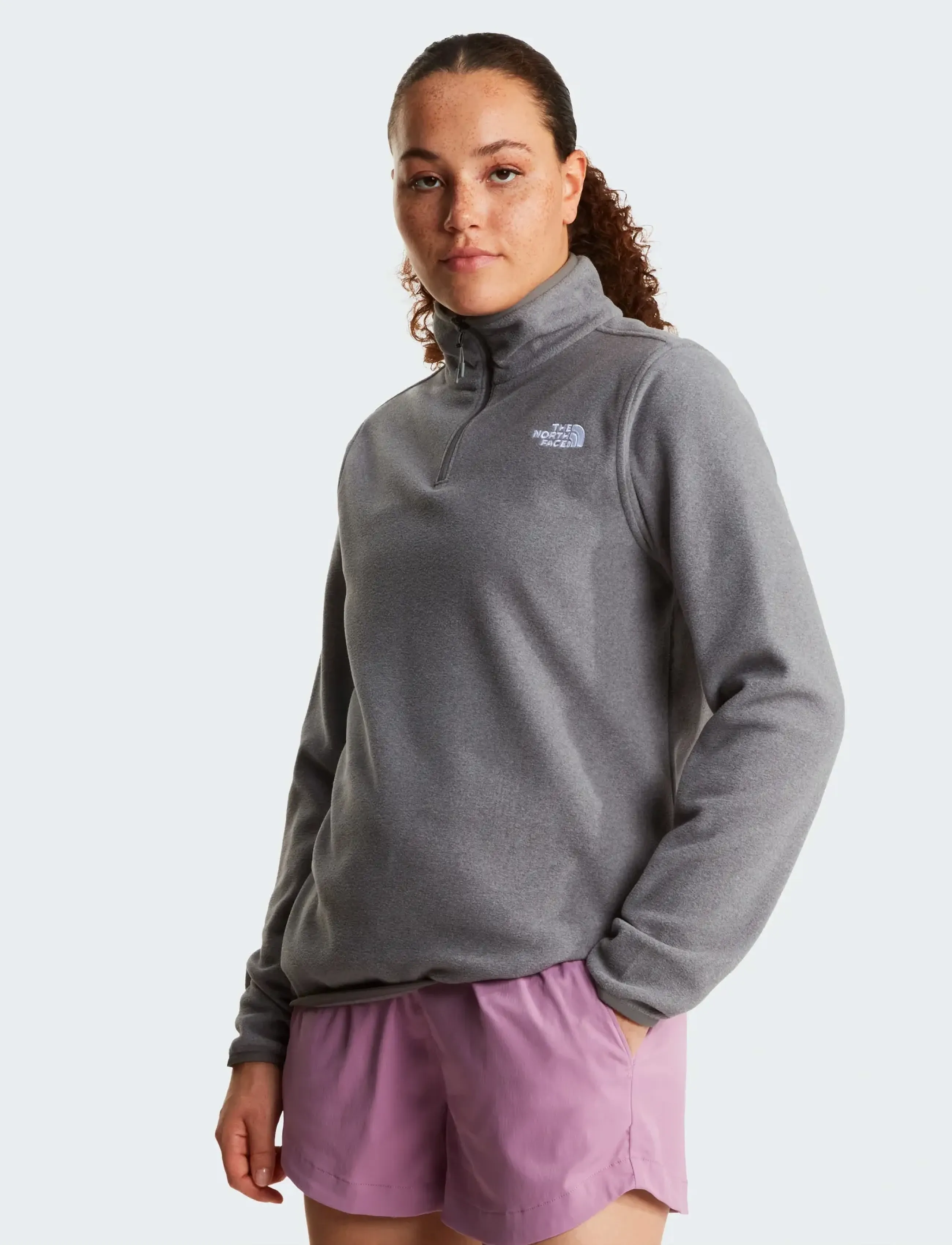 The North Face W Glacier Fleece 1/4 Zip Jacket, Kvinder, Kvart Lynlås Fleecejakke, Grå, Str: S