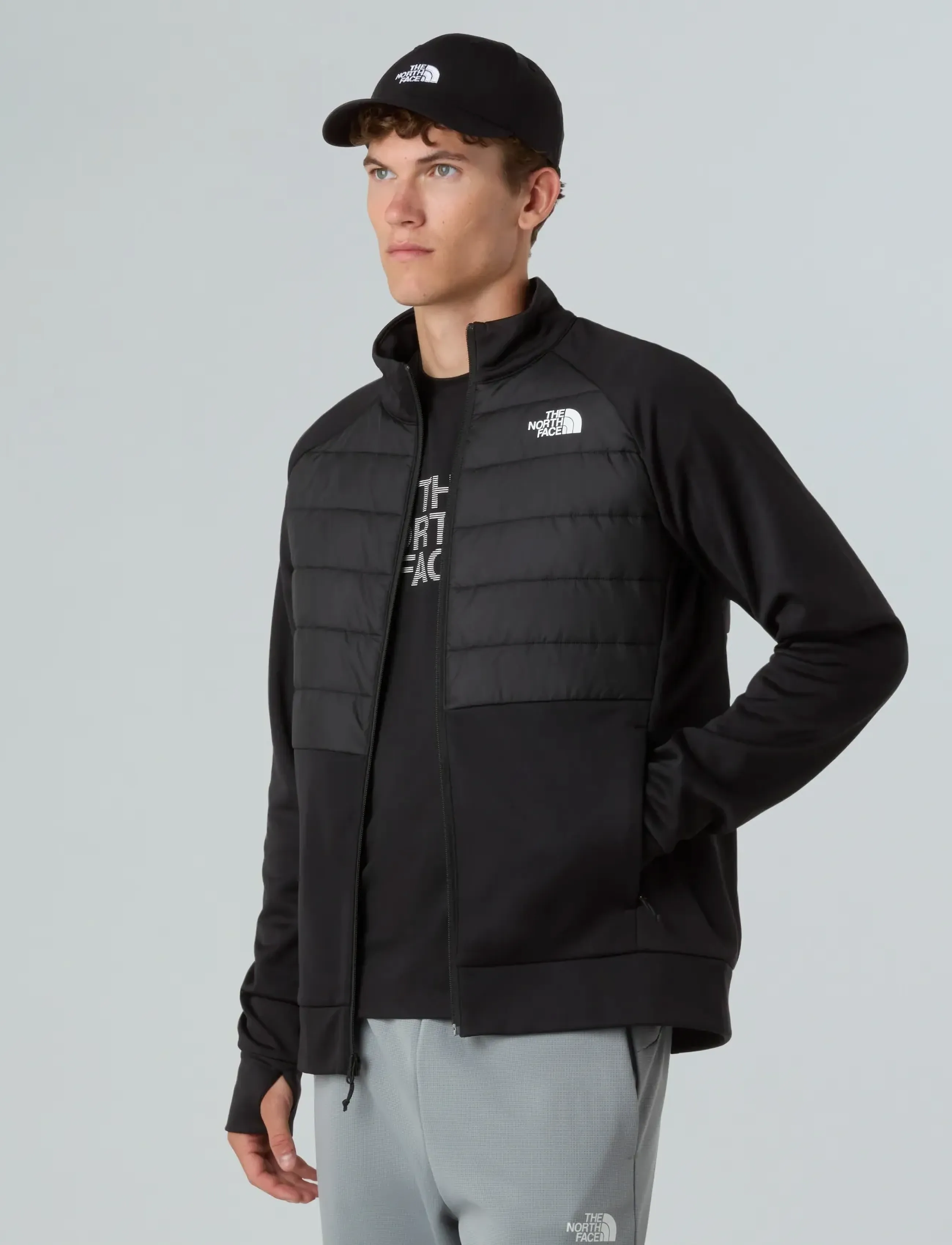 The North Face M REAXION 2.0 FLEECE HYBRID FULL ZIP JKT - Festival outfit - TNF BLACK HEATHER / black