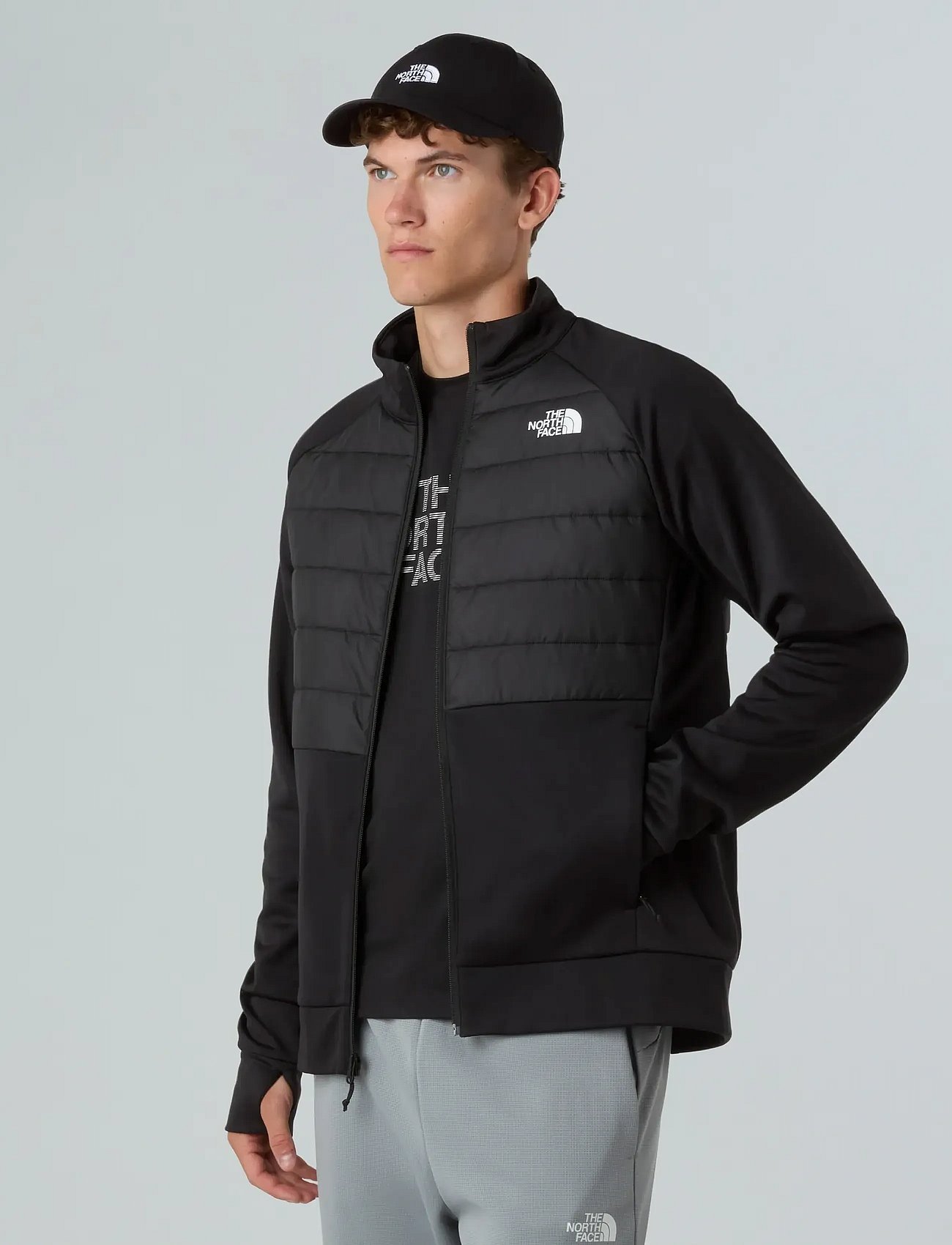 M REAXION 2.0 FLEECE HYBRID FULL ZIP JKT - TNF BLACK HEATHER