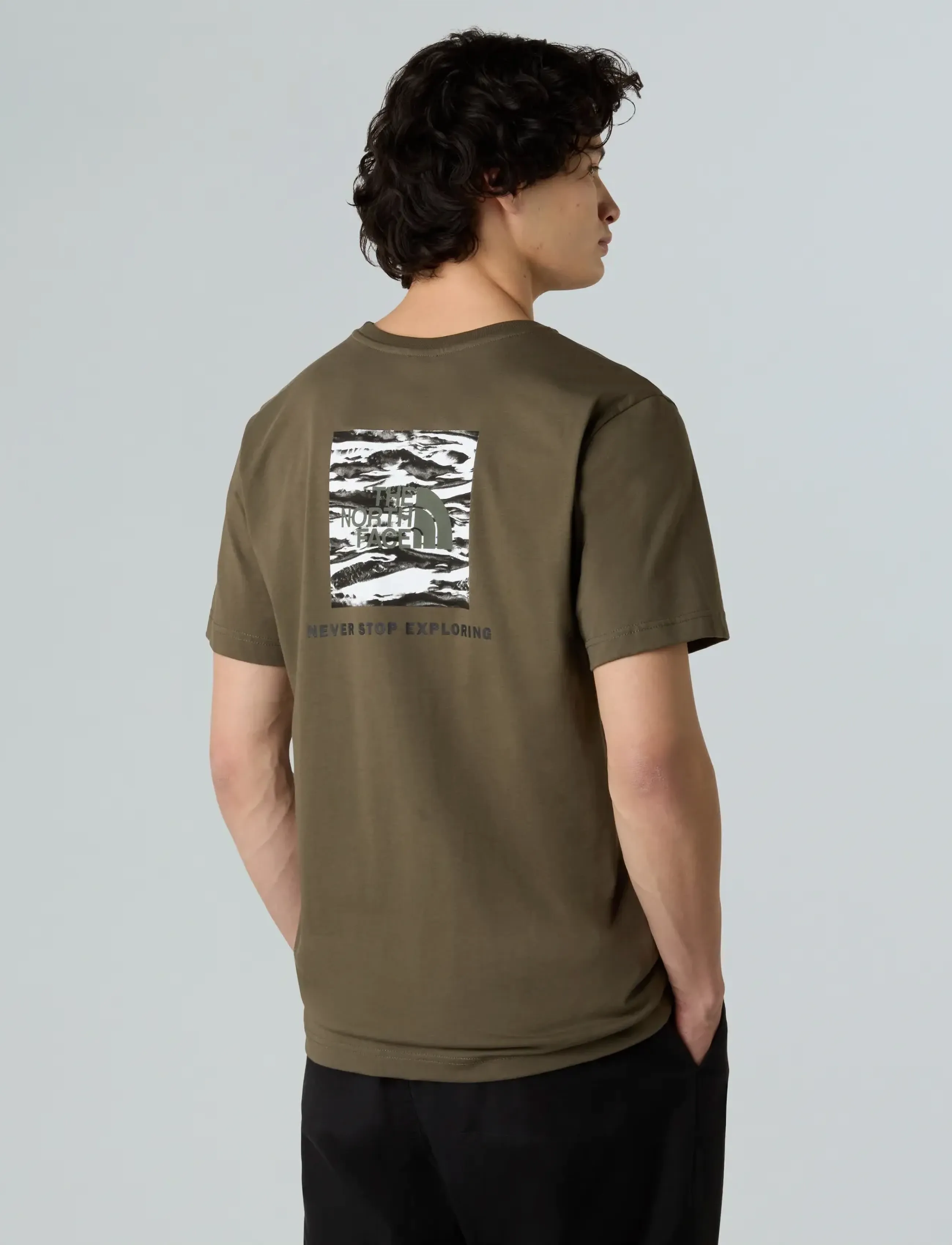 The North Face M BOX NSE EDGE OF LIGHT INFILL S/S TEE - Streetwear - NEW TAUPE GREEN/TNF BLA / khaki/green