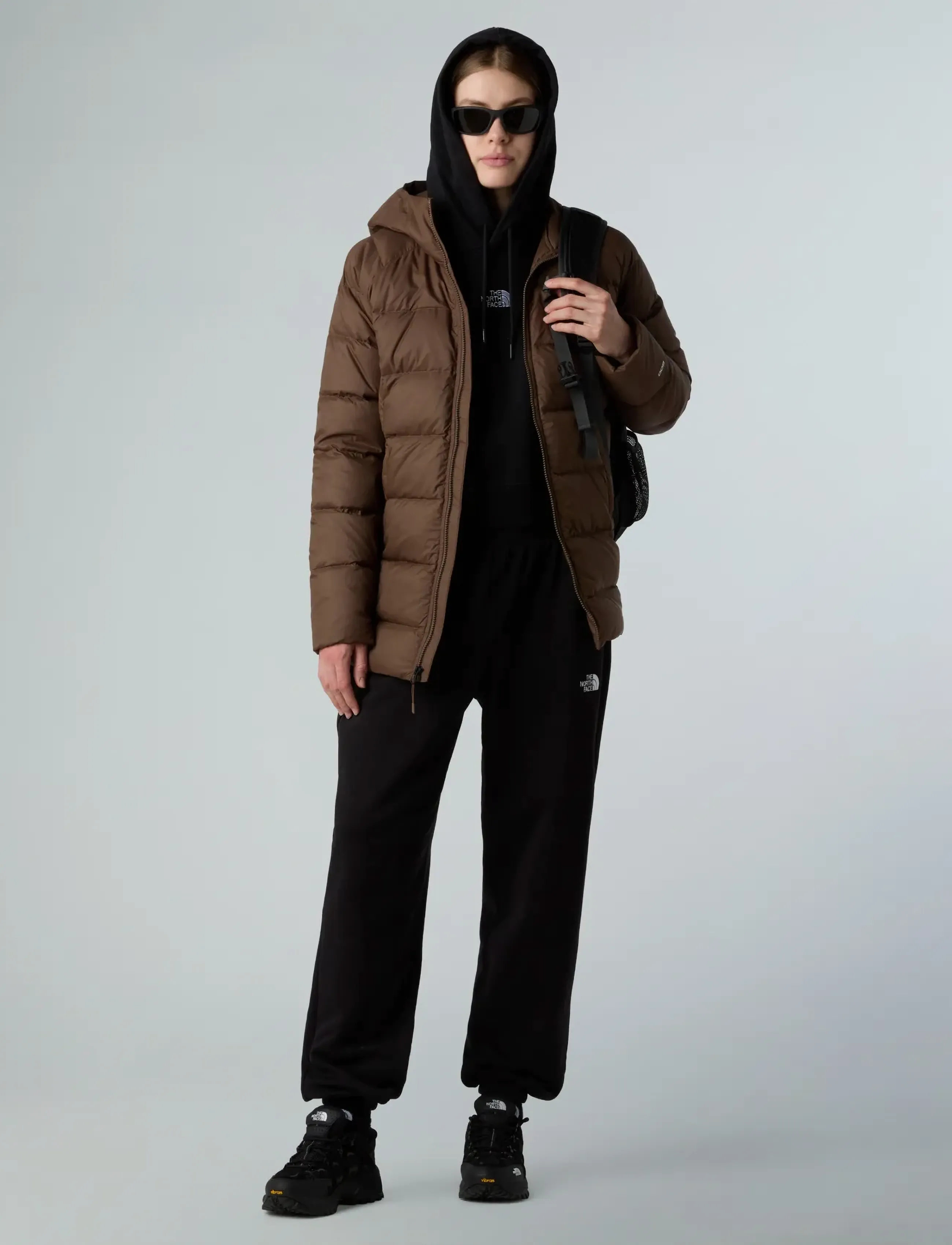 The North Face W Hyalite Down Parka, Kvinder, Hætte Dunparka, Brun, Str: L